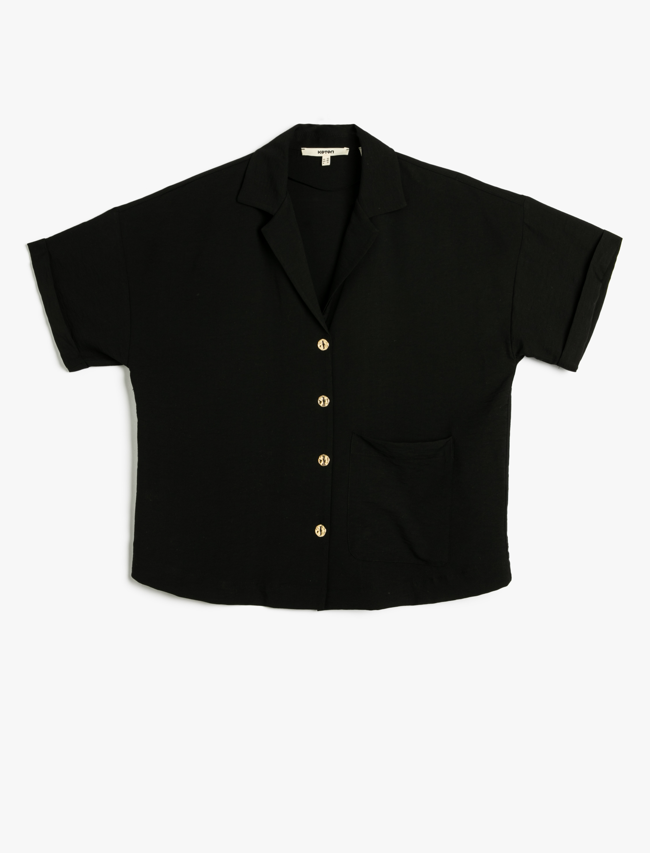   Crop Gömlek Cep Detaylı Kısa Kollu