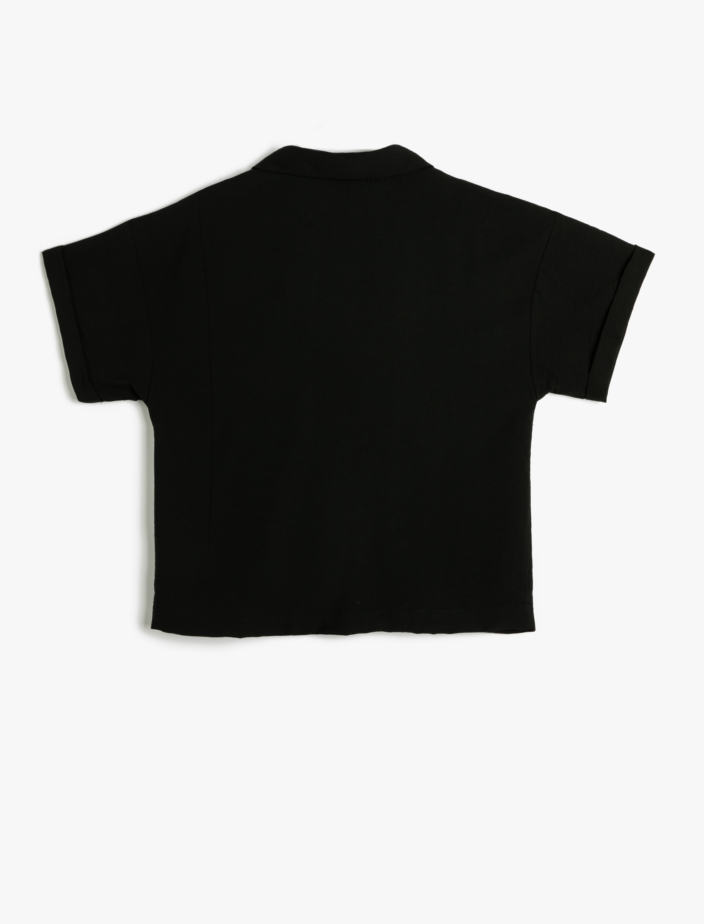   Crop Gömlek Cep Detaylı Kısa Kollu