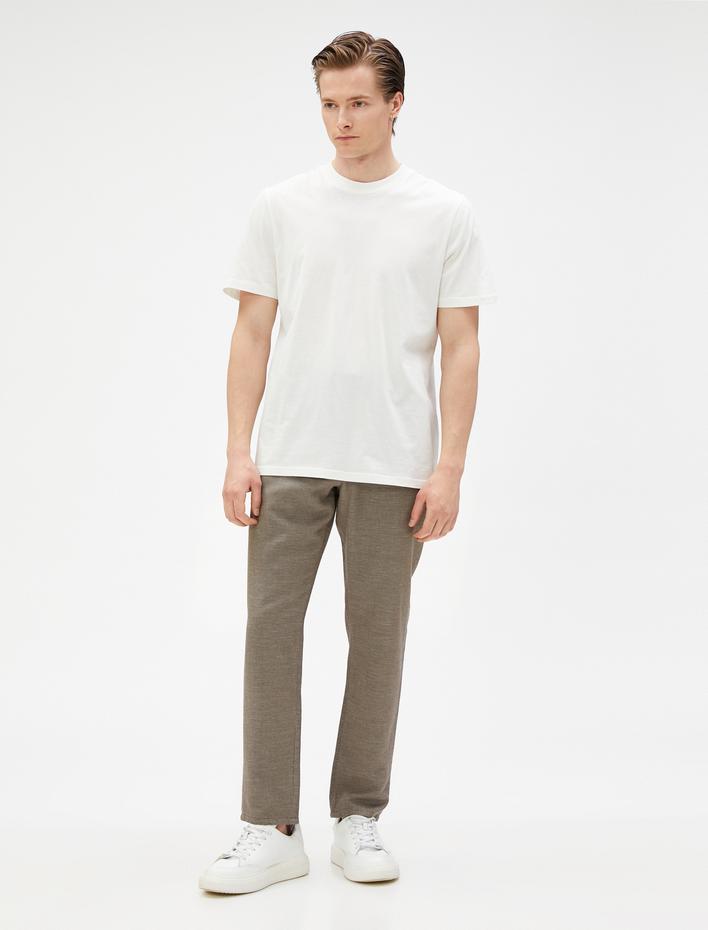  Keten Karışım Pantolon Beli Bağcıklı Cep Detaylı