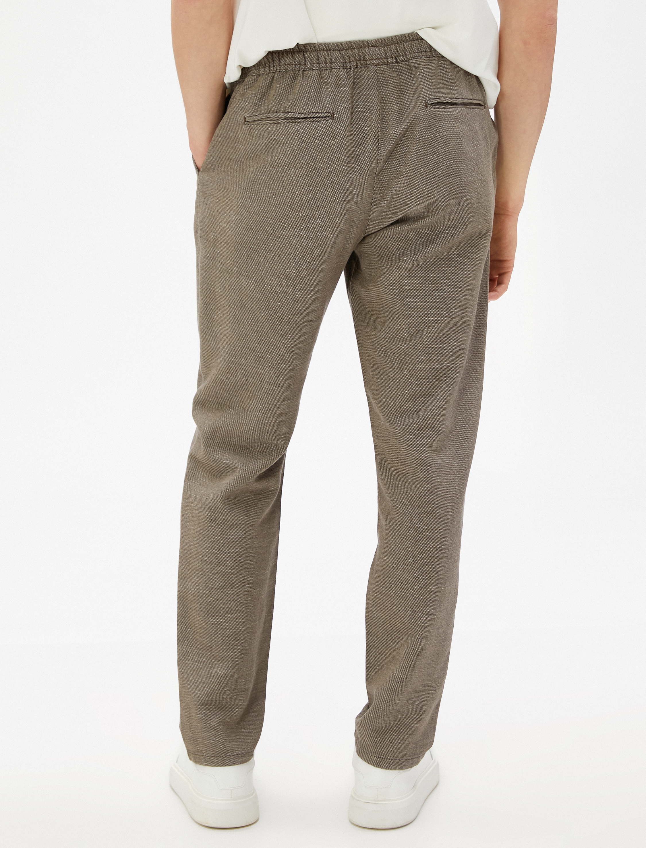   Keten Karışım Pantolon Beli Bağcıklı Cep Detaylı