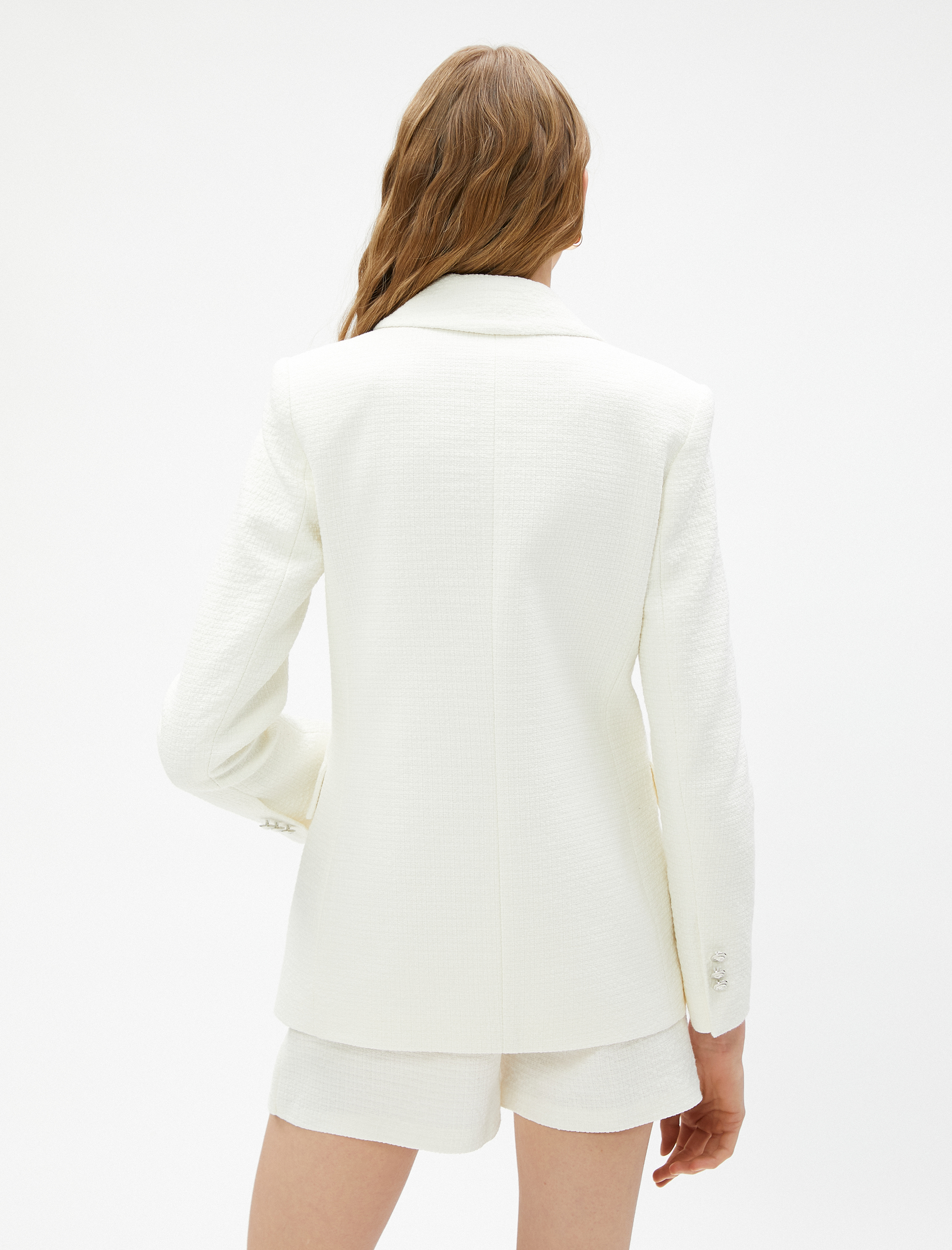   Tüvit Blazer Ceket Kruvaze Düğmeli