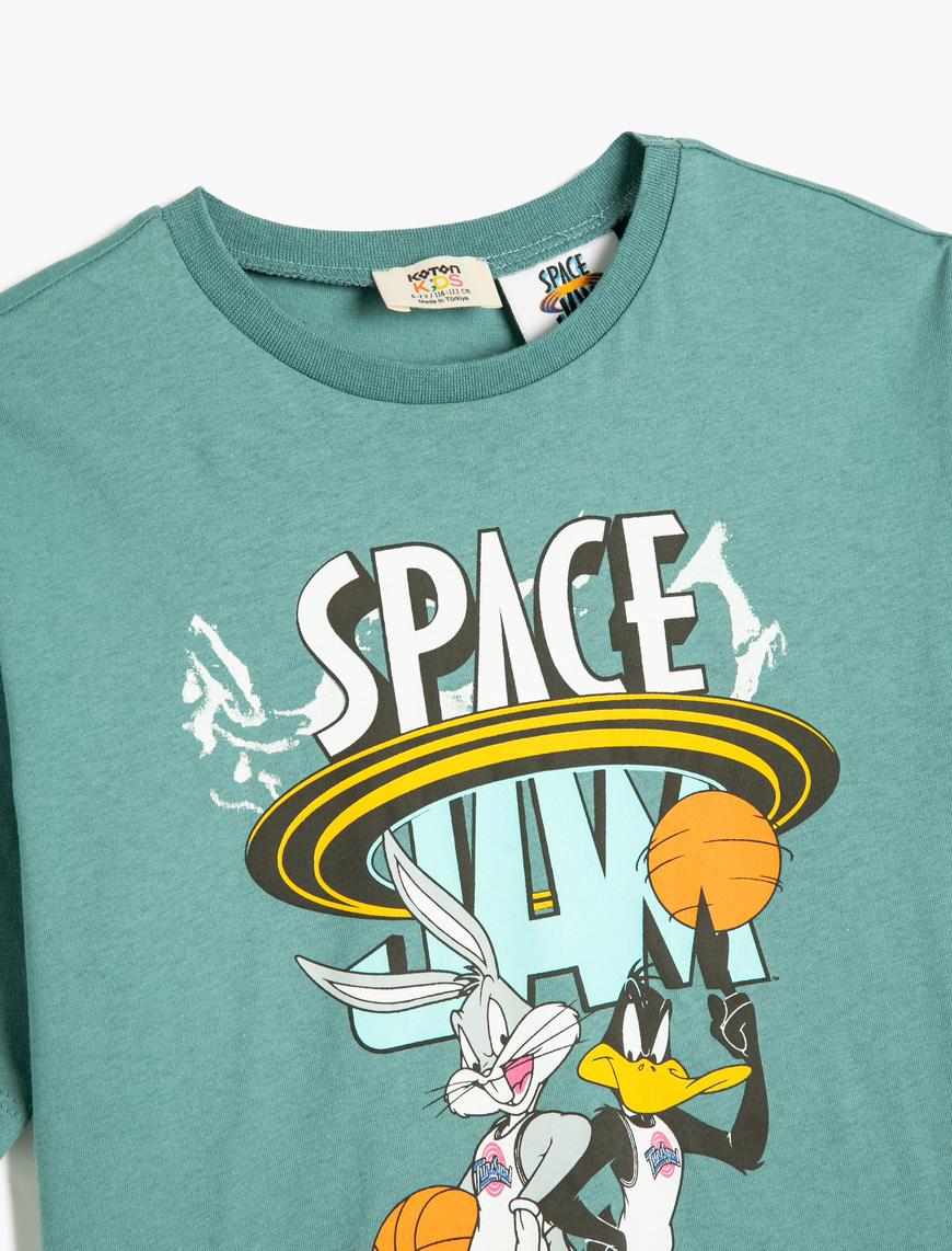  Erkek Çocuk Space Jam Tişört Lisanslı Kısa Kollu Bisiklet Yaka Pamuklu