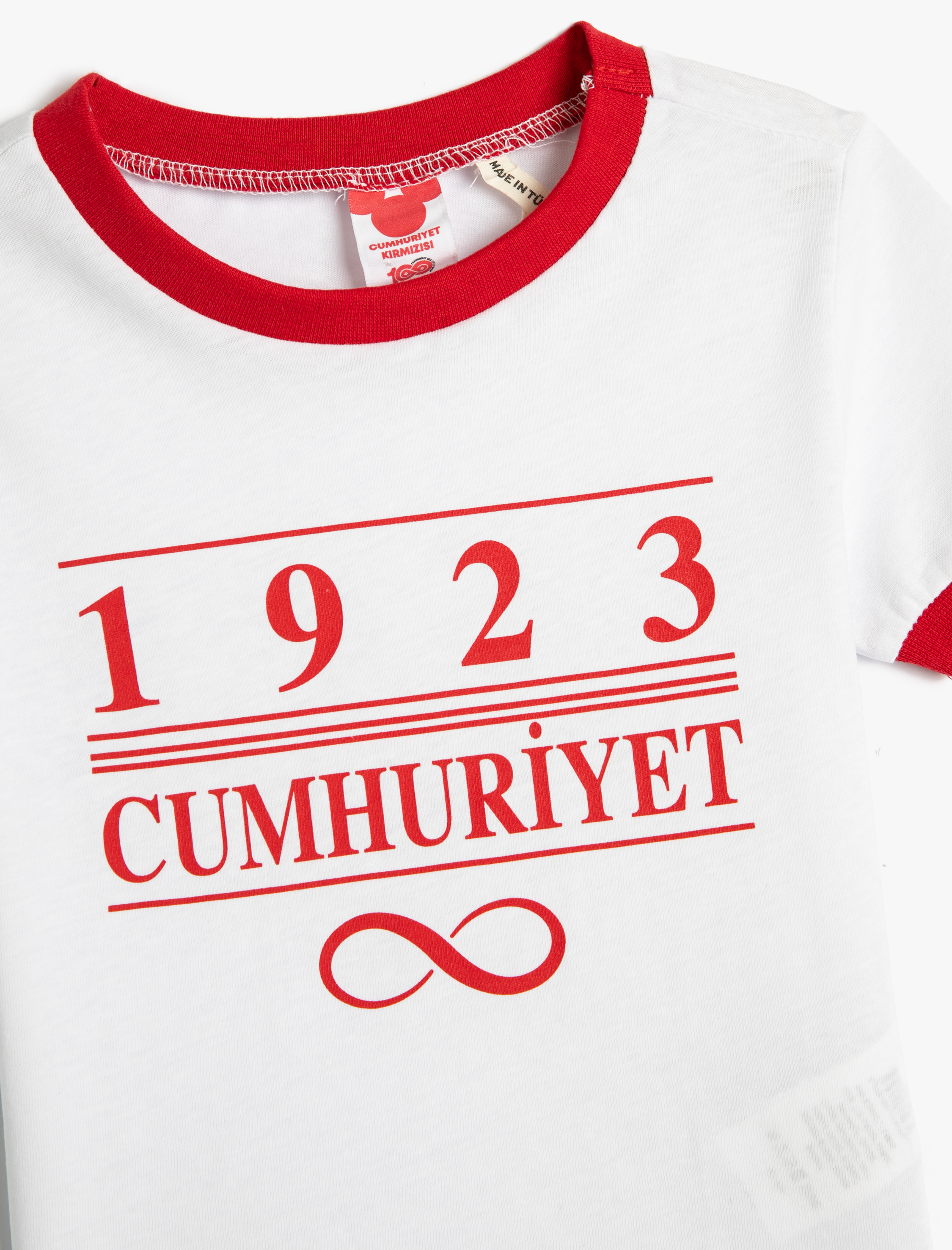  Kız Çocuk Tişört Kısa Kollu Bisiklet Yaka Renk Kontrastlı Pamuklu