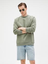 Basic Sweatshirt Bisiklet Yaka Uzun Kollu