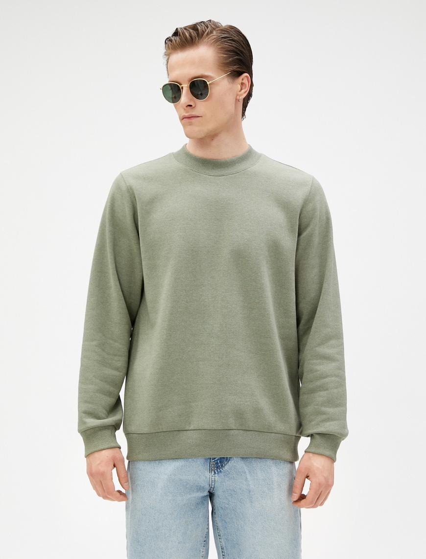   Basic Sweatshirt Bisiklet Yaka Uzun Kollu