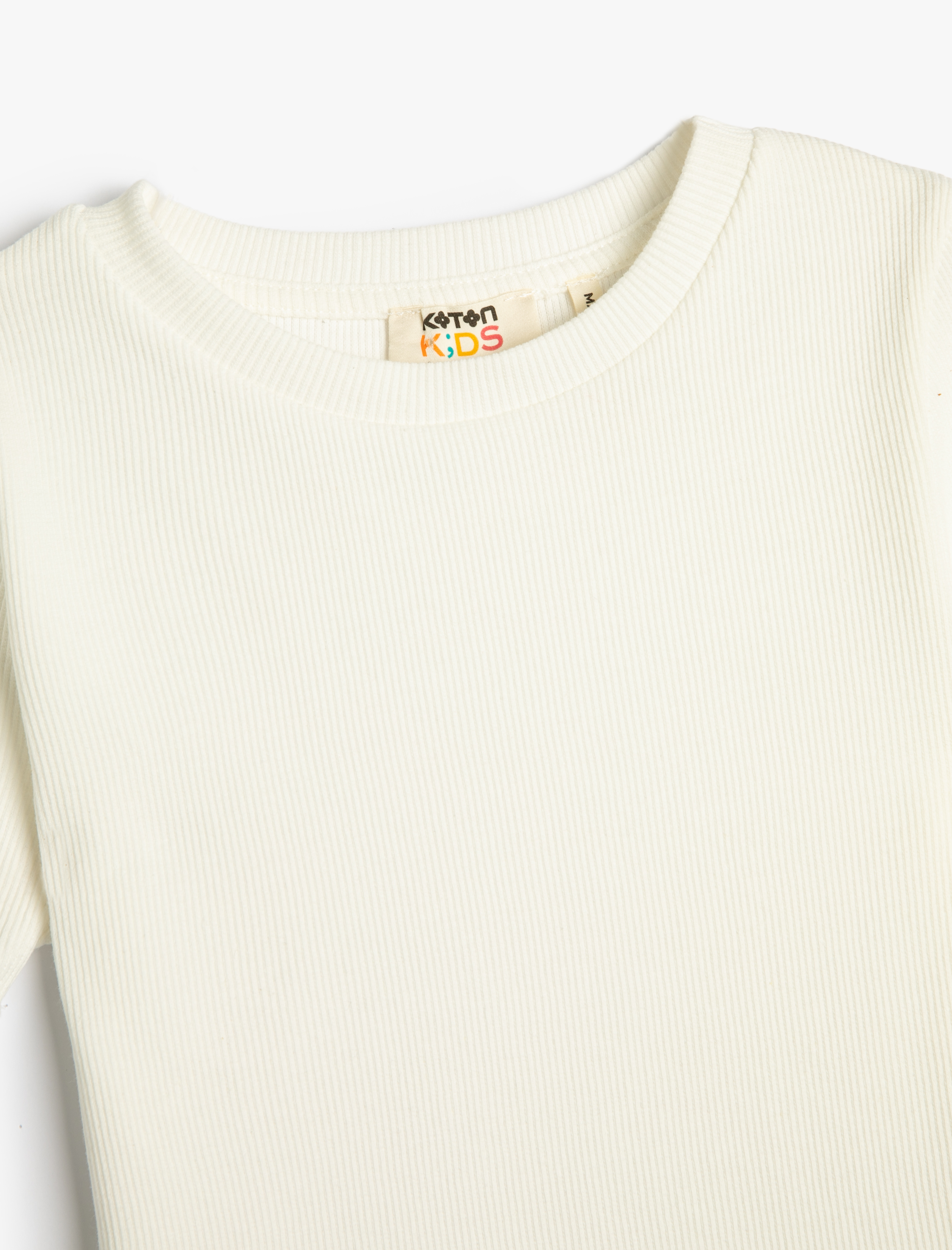  Kız Çocuk Basic Tişört Slim Fit Kısa Kollu Bisiklet Yaka Ribanalı