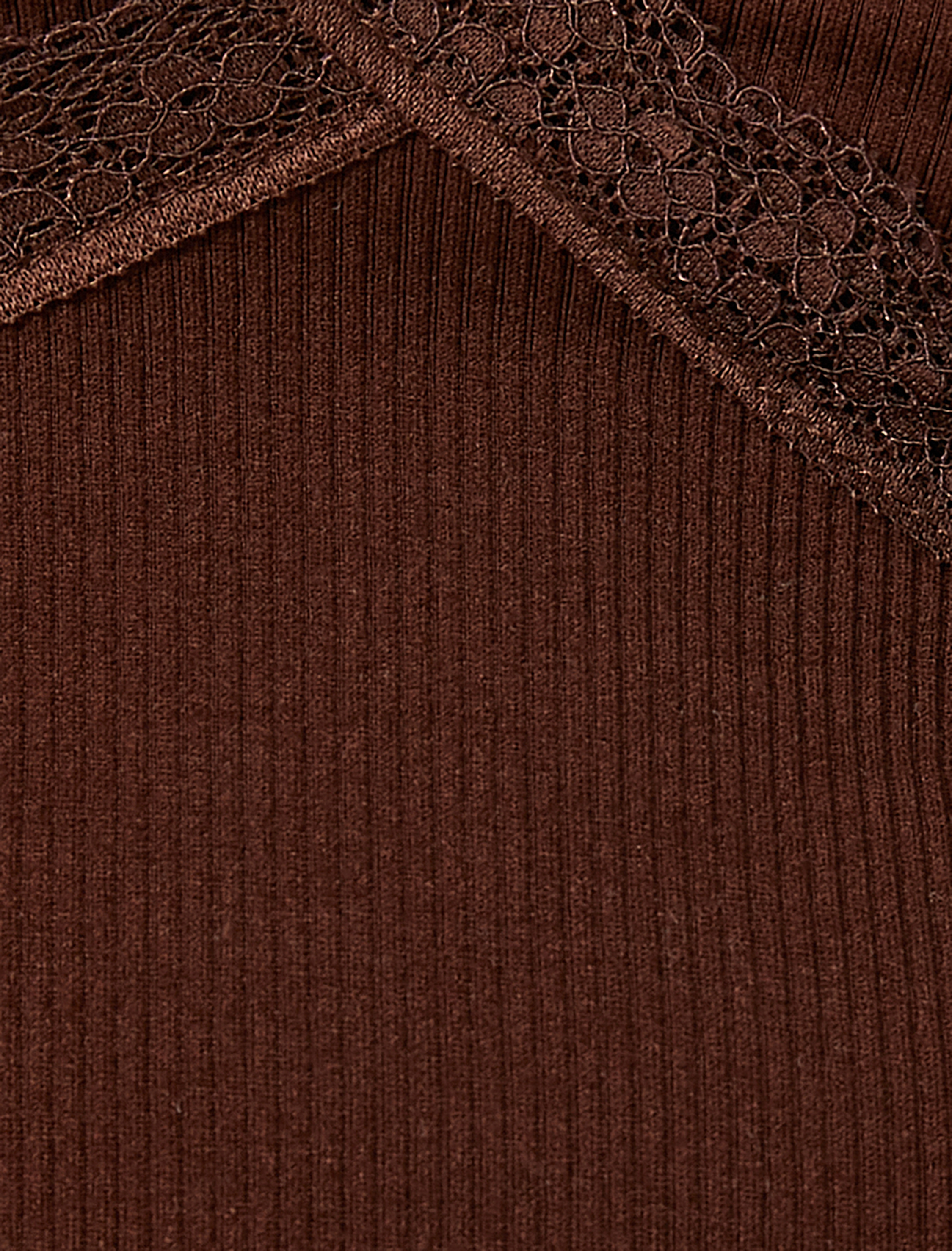   Crop Fitilli Büstiyer Askılı V Yaka Dantelli