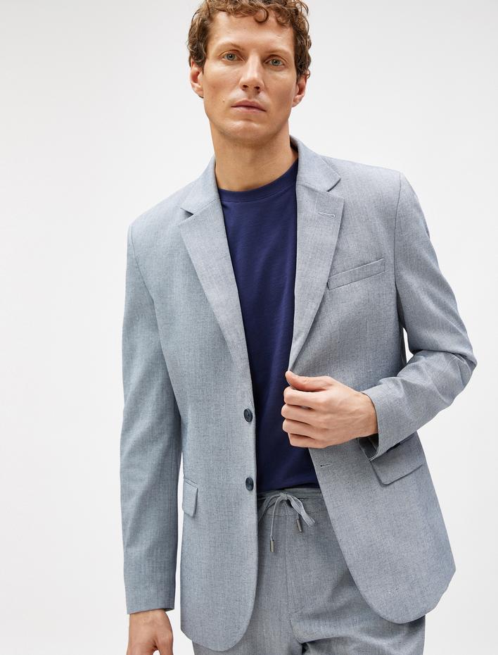  Yazlık Ceket Blazer Cep Detaylı Düğmeli