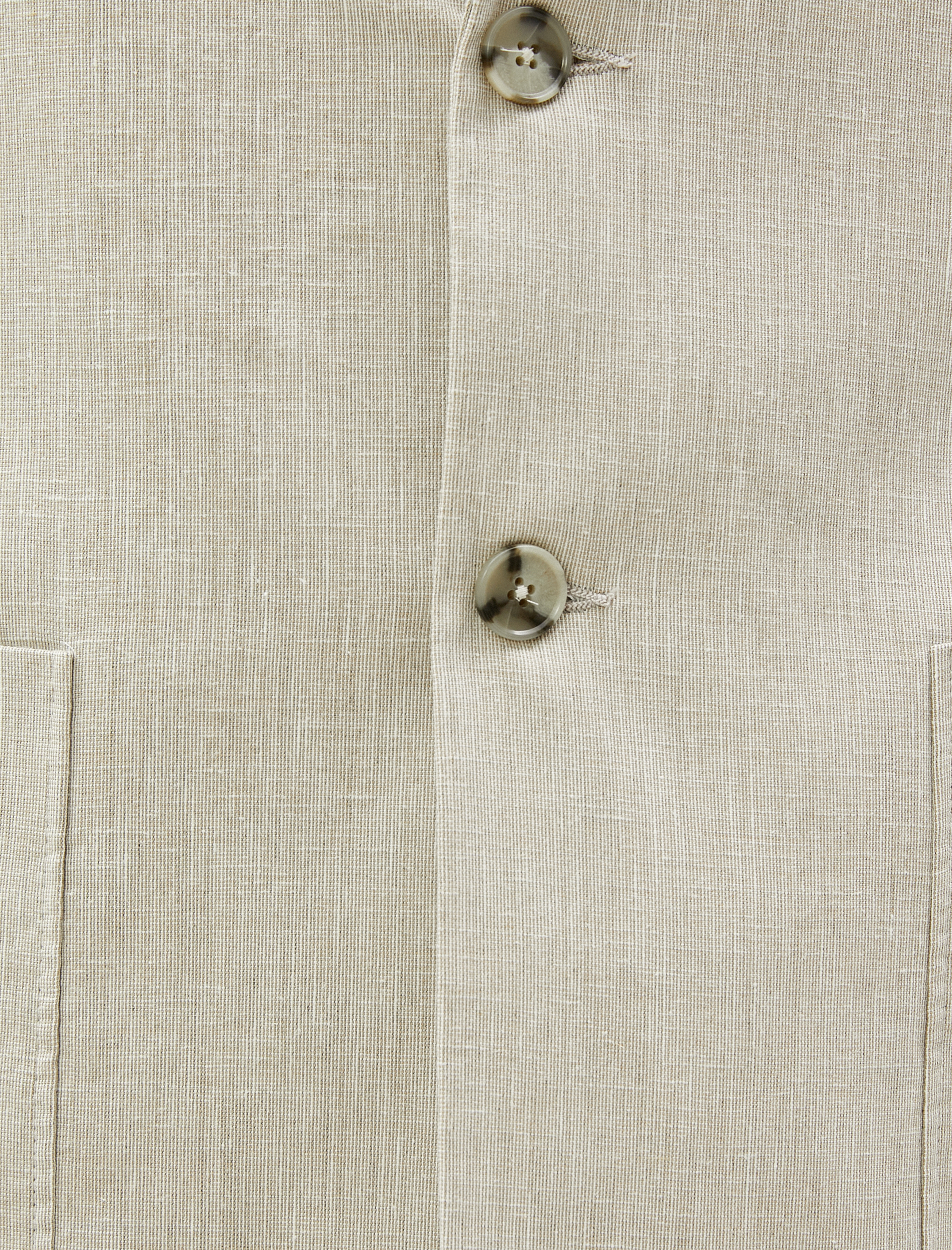   Yazlık Ceket Blazer Keten Karışımlı Cep Detaylı Düğmeli