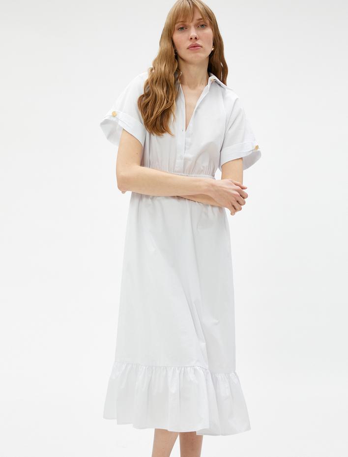  Gömlek Elbise Kısa Kollu Fırfırlı