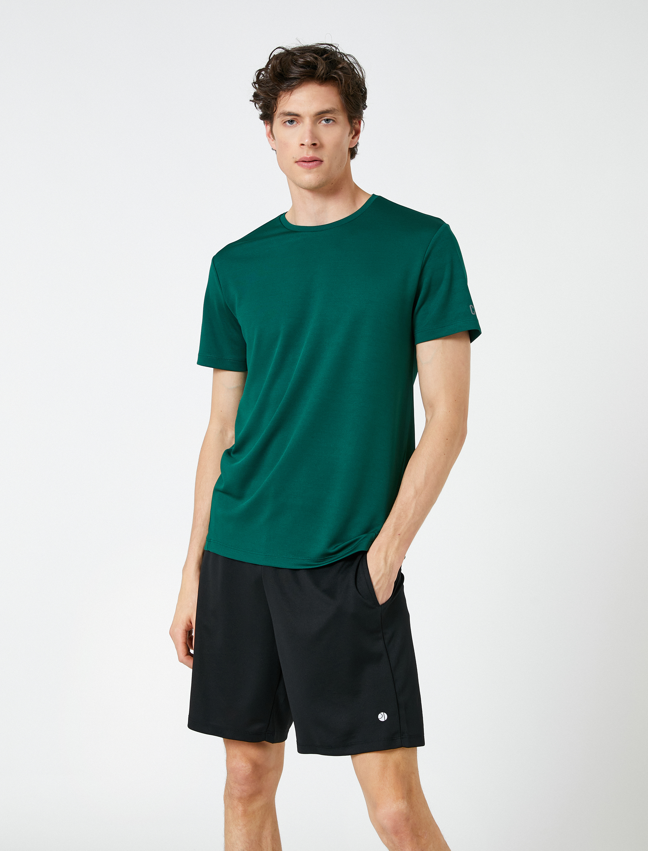   Basic Spor Tişört Slogan Detaylı Bisiklet Yaka Kısa Kollu