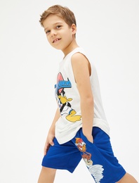 Tazmanya Canavarı Şort Lisanslı Beli Bağlamalı Cepli Pamuklu