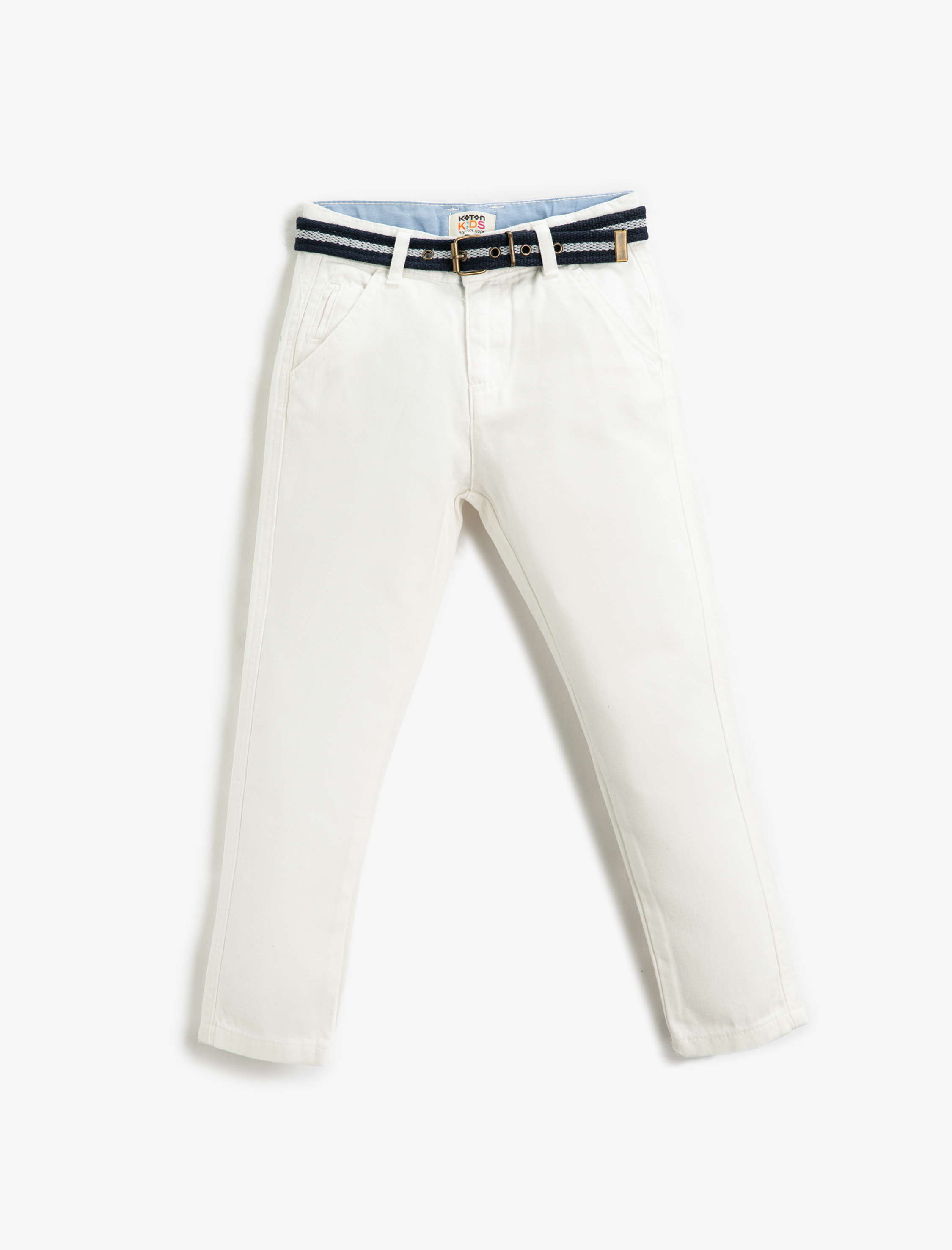 Koton Kumaş Pantolon Slim Fit Kemerli Cepli Beli Ayarlanabilir Lastikli Beli Ayarlanabilir Lastikli. 4