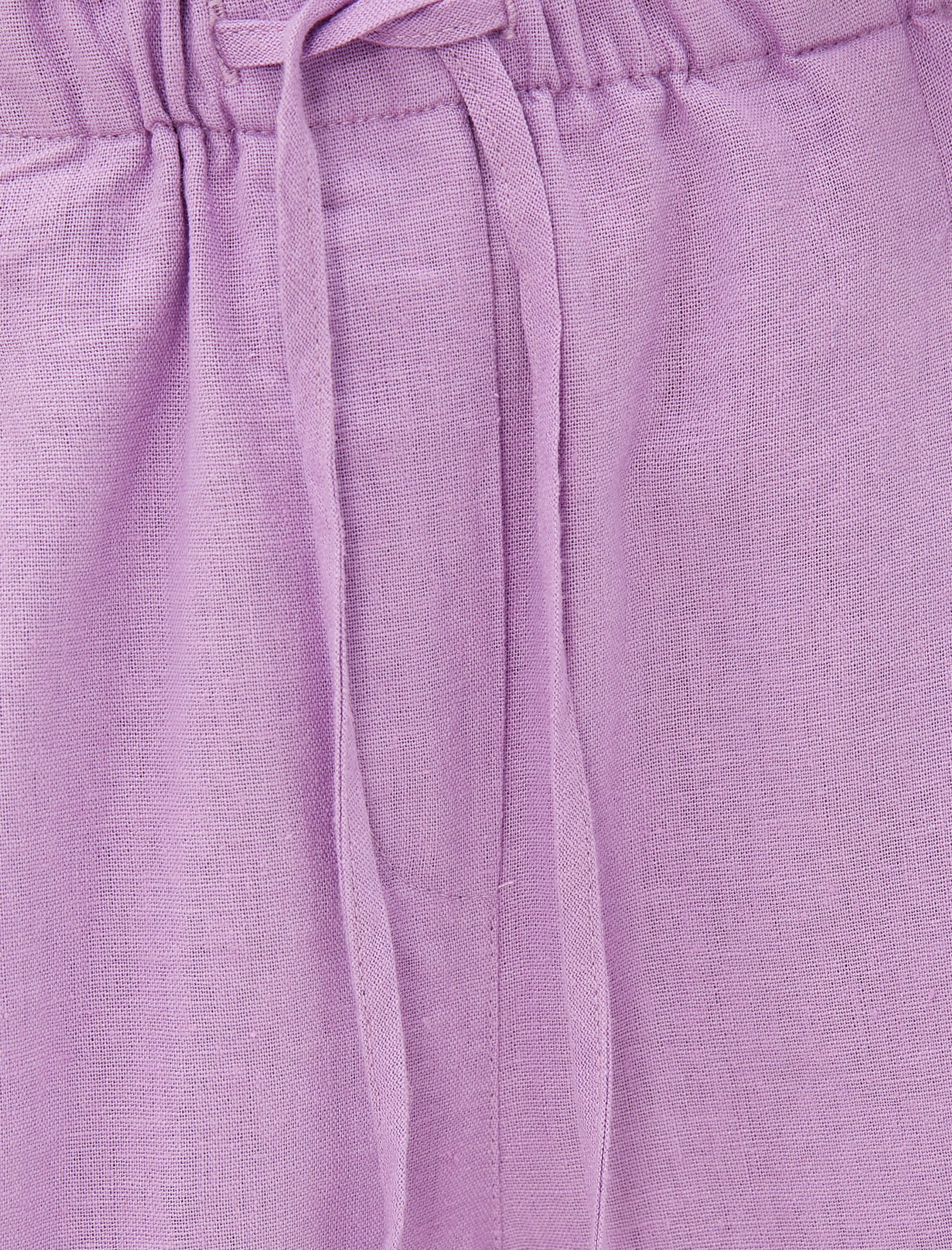   Keten Karışımlı Şort Bel Detaylı