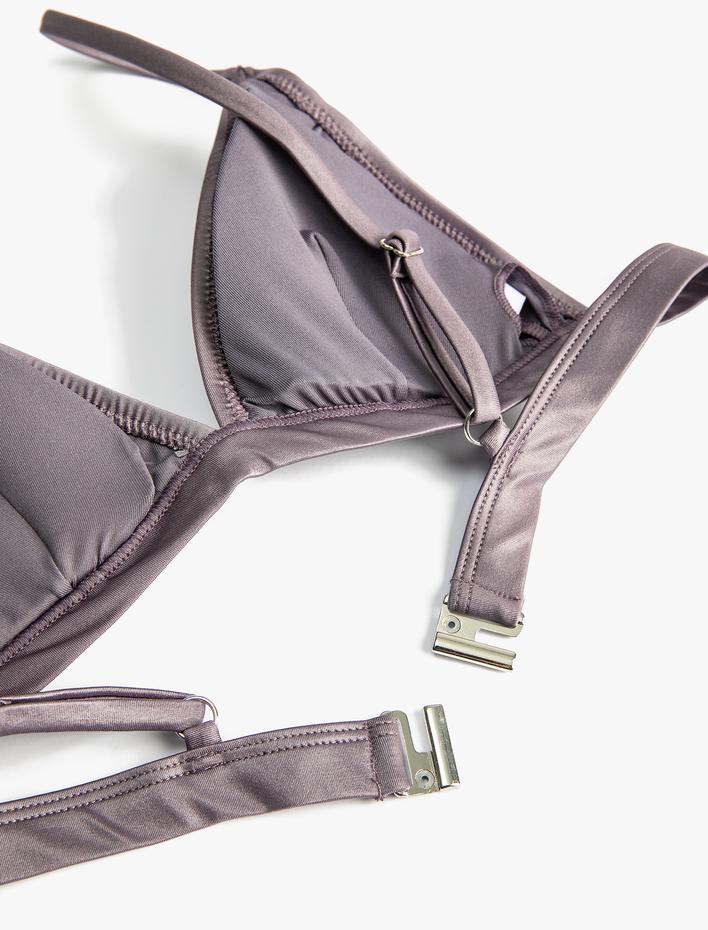  Üçgen Bikini Üstü Parlak Kaplı İnce Askılı