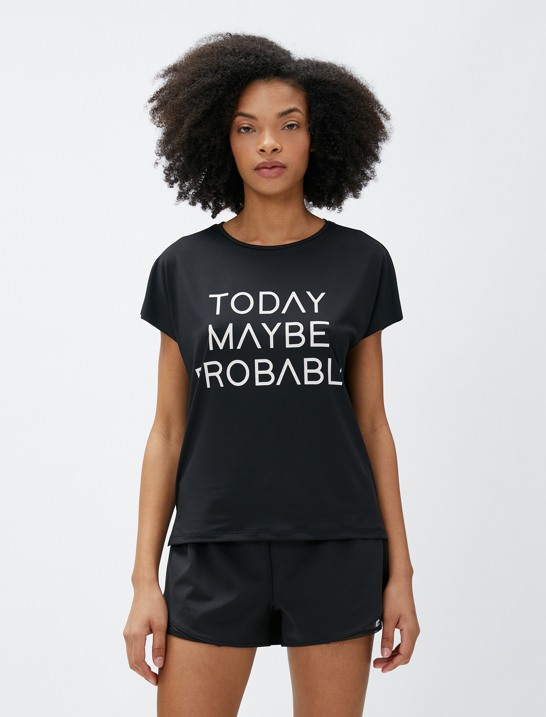   Oversize Spor Tişört Slogan Baskılı