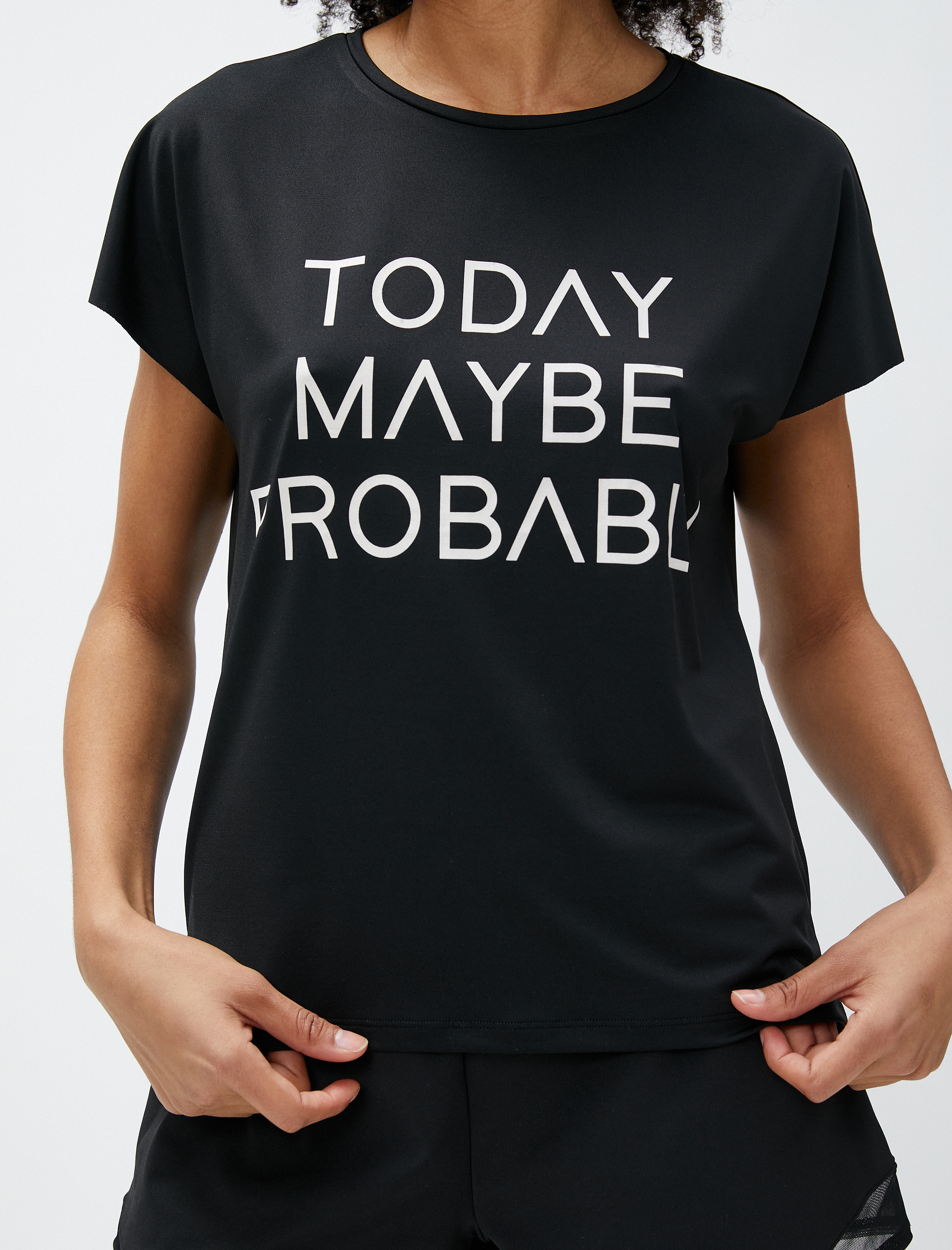   Oversize Spor Tişört Slogan Baskılı