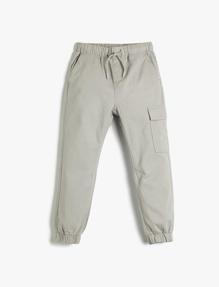 Erkek Çocuk Jogger Pantolon Cepli Beli Bağlamalı Lastikli Pamuklu