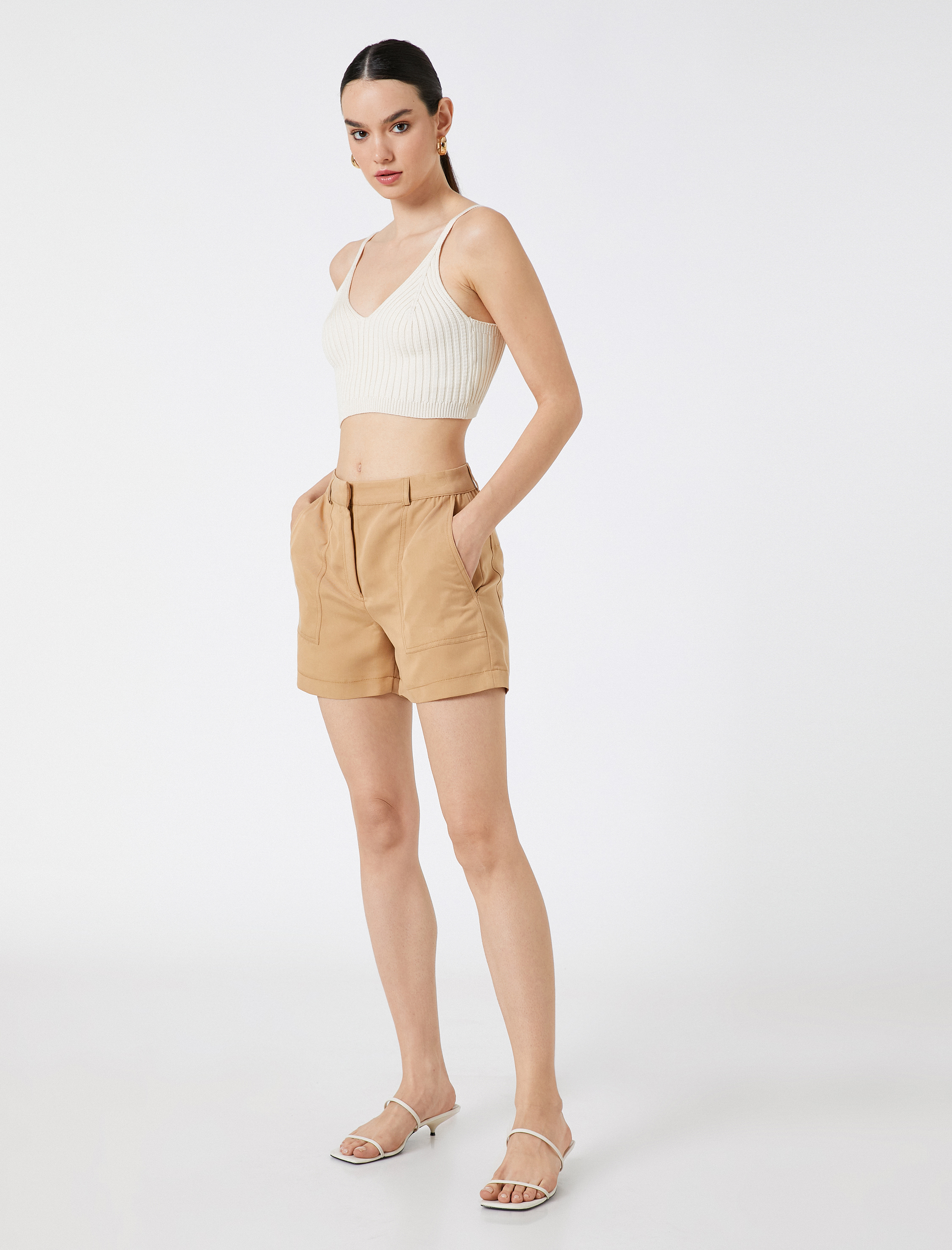   Modal Karışımlı Şort Bol Paça Cepli