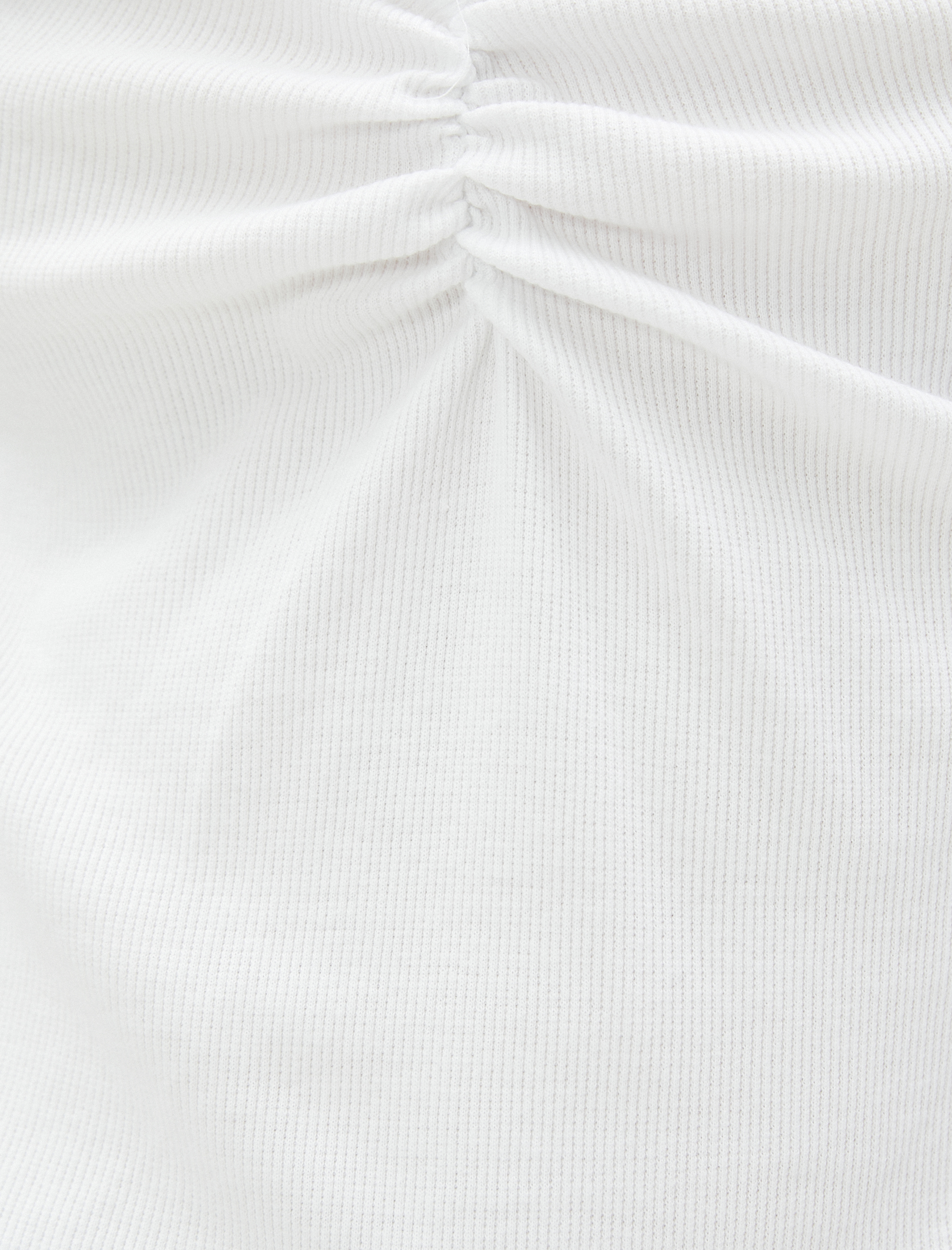   Büzgü Detaylı Tişört V Yaka Kısa Kollu