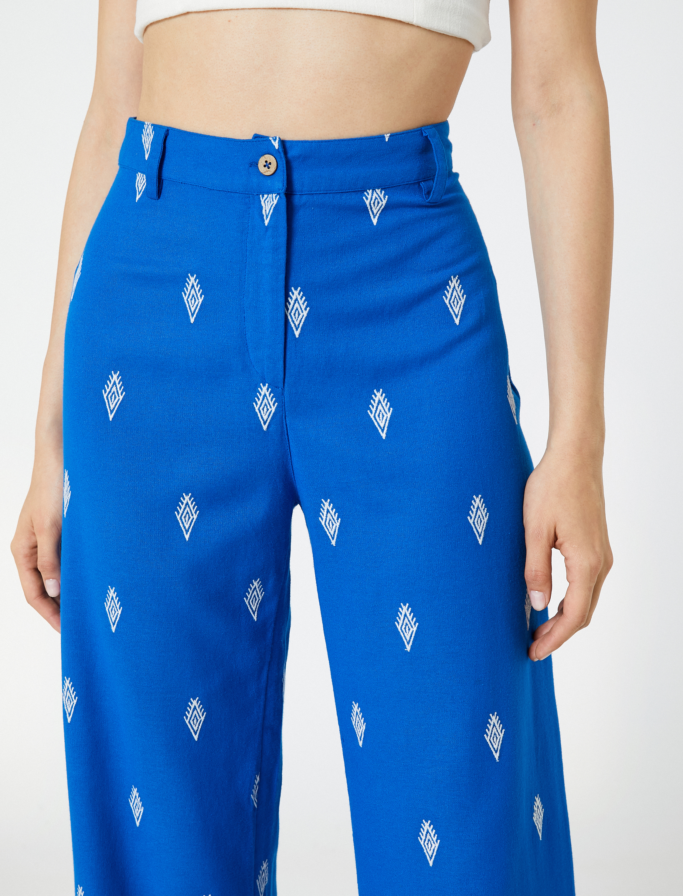   Etnik İşlemeli Pantolon Bol Paça