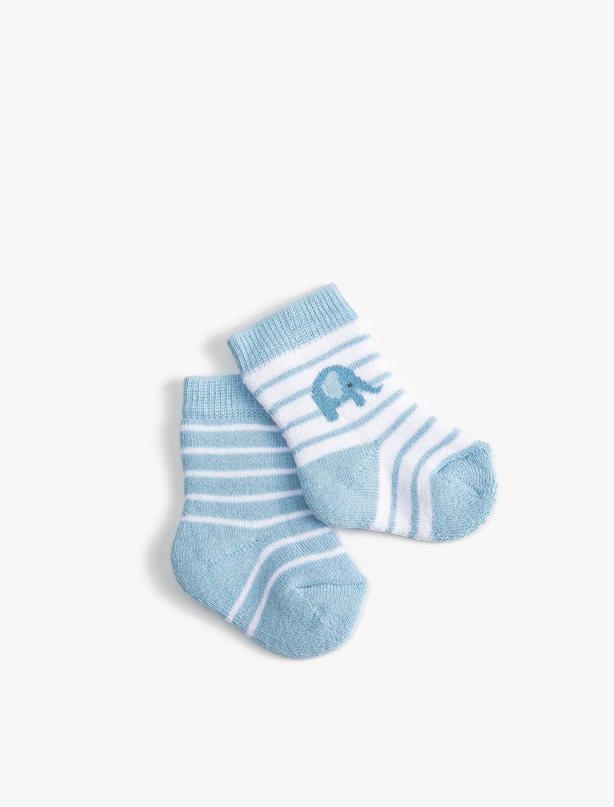  Erkek Bebek Çorap Çizgili Havlu Pamuk Karışımlı