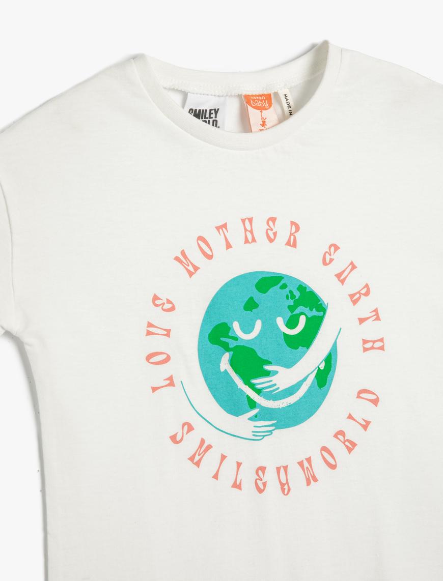  Kız Bebek SmileyWorld® Tişört Lisanslı Kısa Kollu Bisiklet Yaka Pamuklu