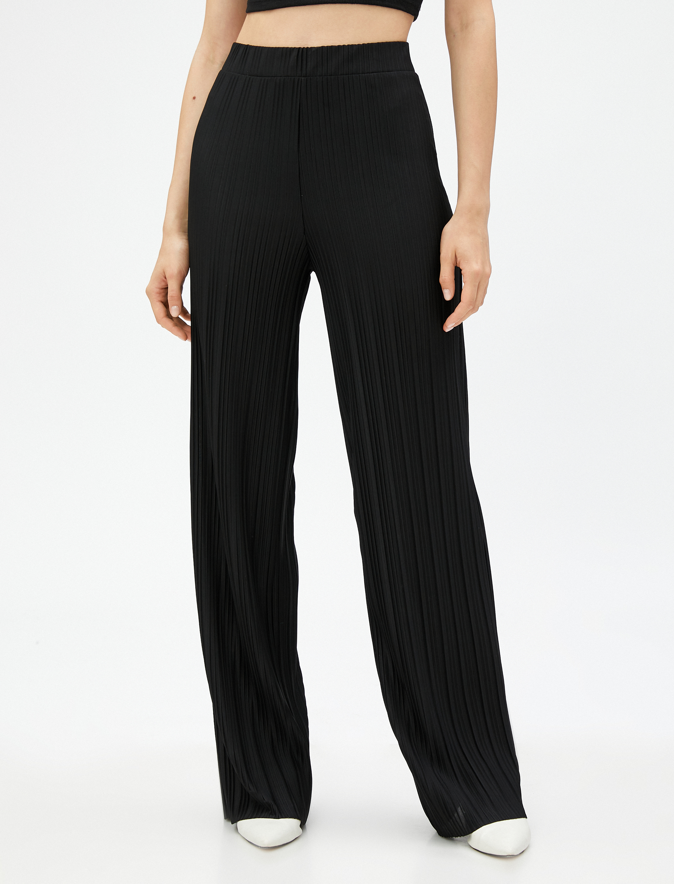 Piliseli Pantolon Yüksek Bel Beli Lastikli