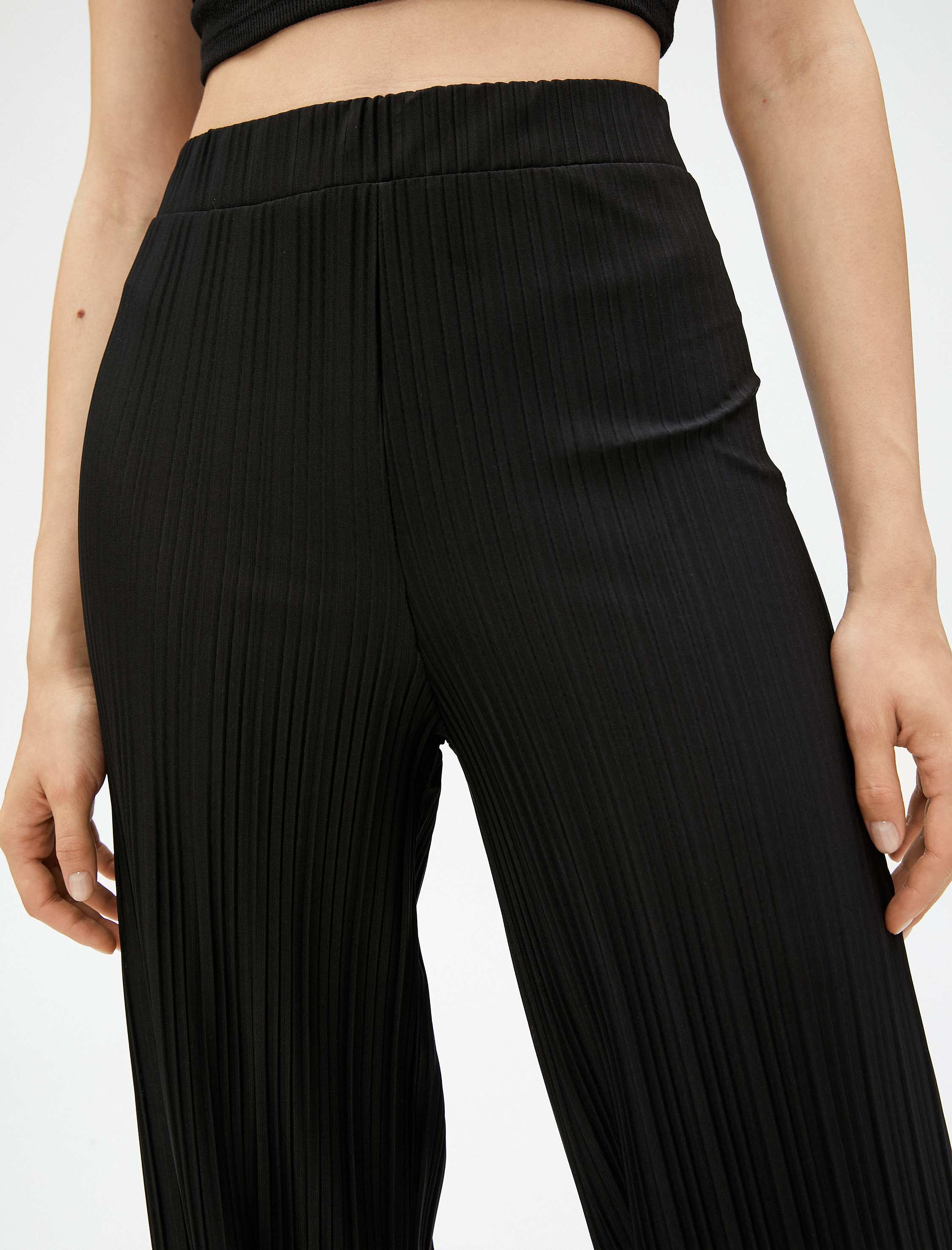 Piliseli Pantolon Yüksek Bel Beli Lastikli