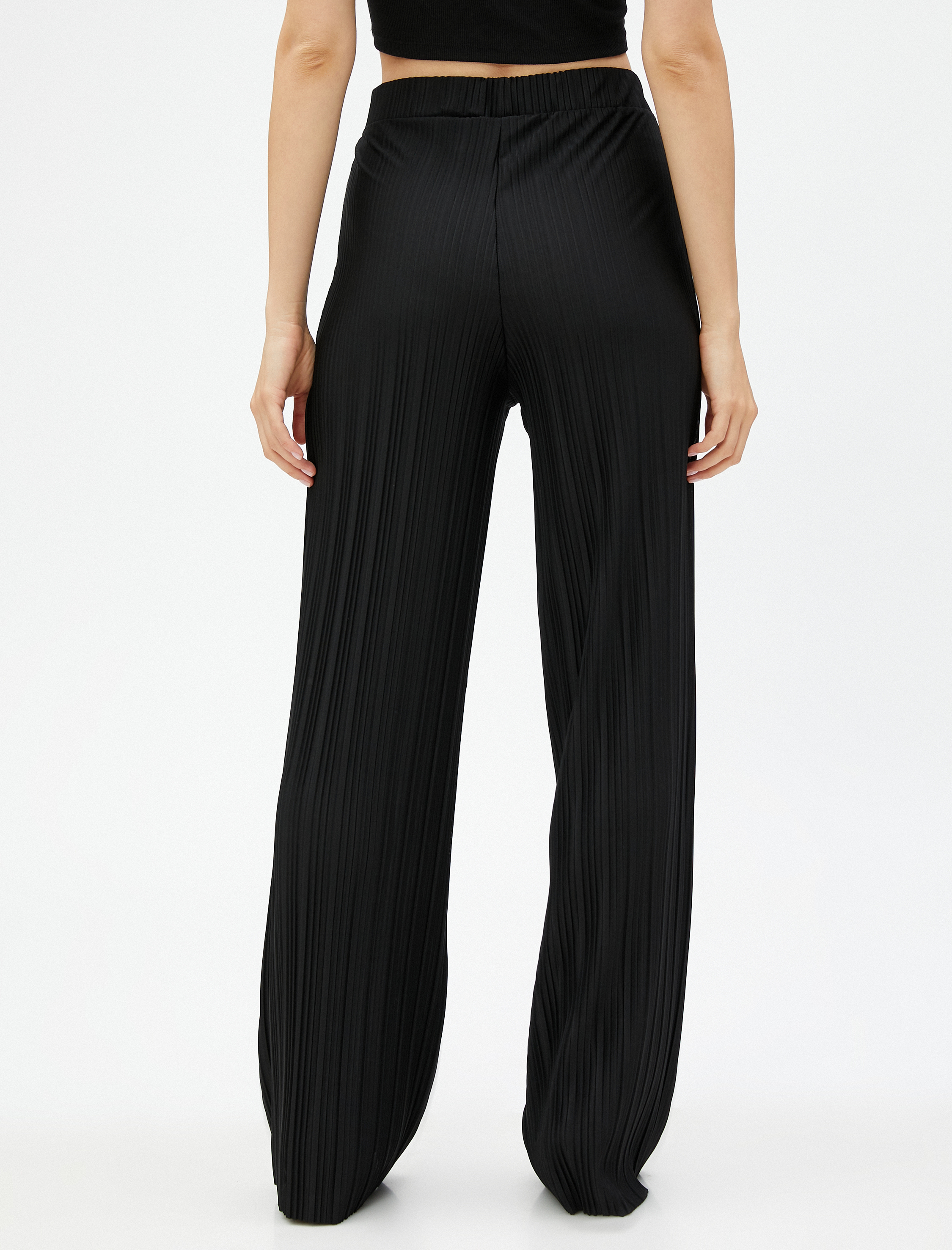 Piliseli Pantolon Yüksek Bel Beli Lastikli