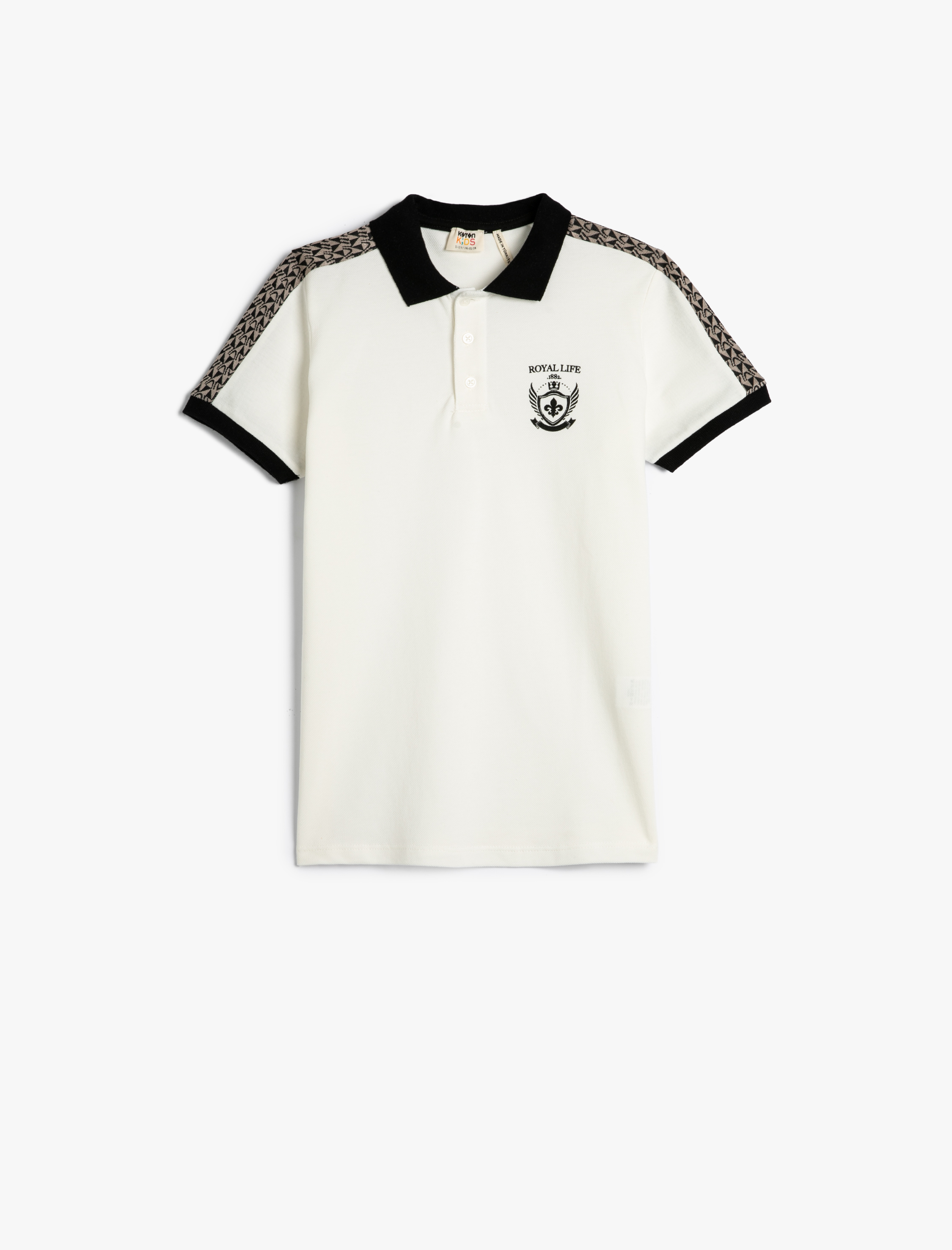  Erkek Çocuk Polo Tişört Kısa Kollu Düğmeli Şerit Detaylı