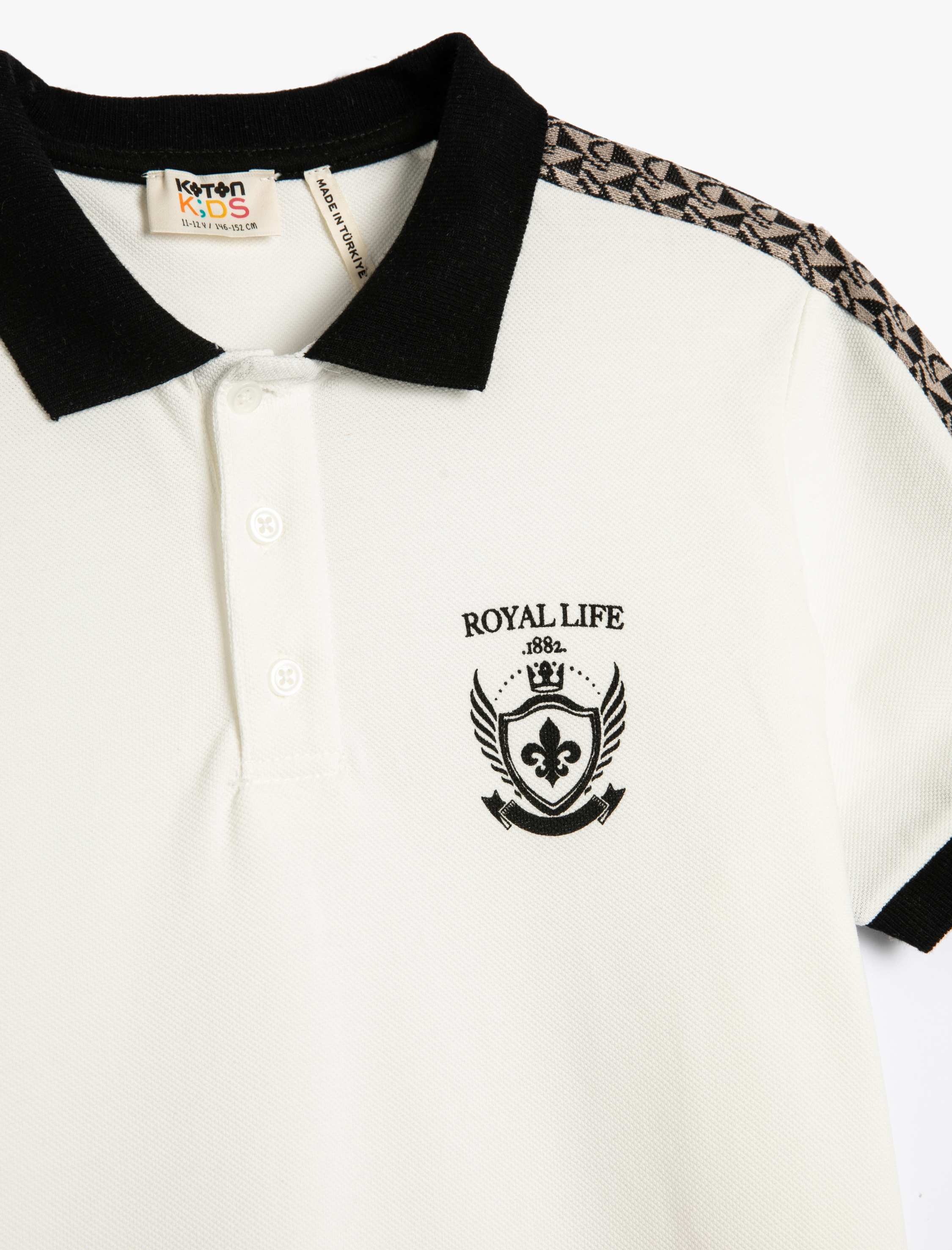  Erkek Çocuk Polo Tişört Kısa Kollu Düğmeli Şerit Detaylı