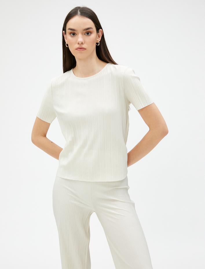  Piliseli Tişört Kısa Kollu Bisiklet Yaka