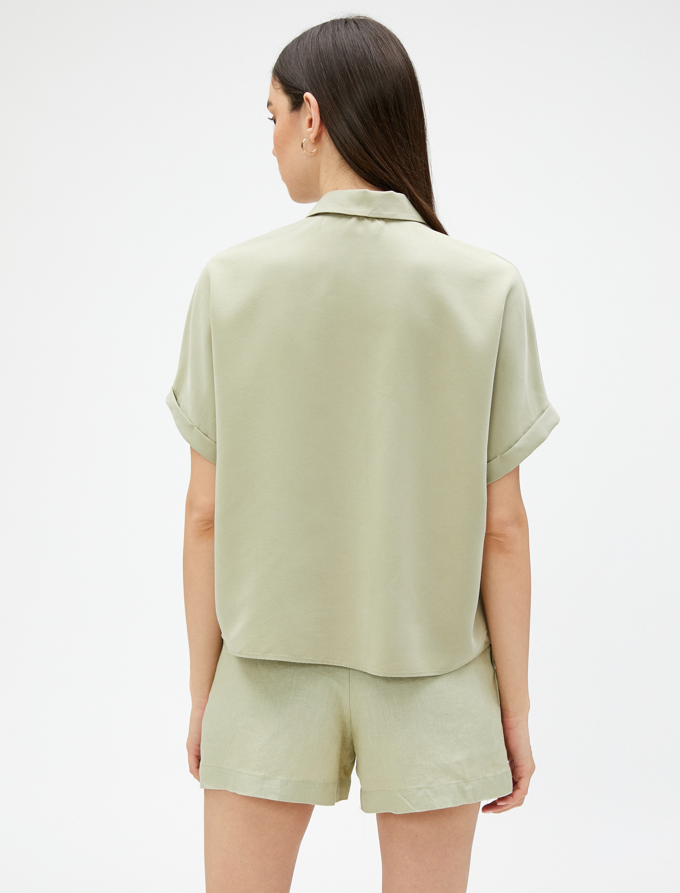 Koton Crop Gömlek Kısa Kollu Modal Karışımlı. 5