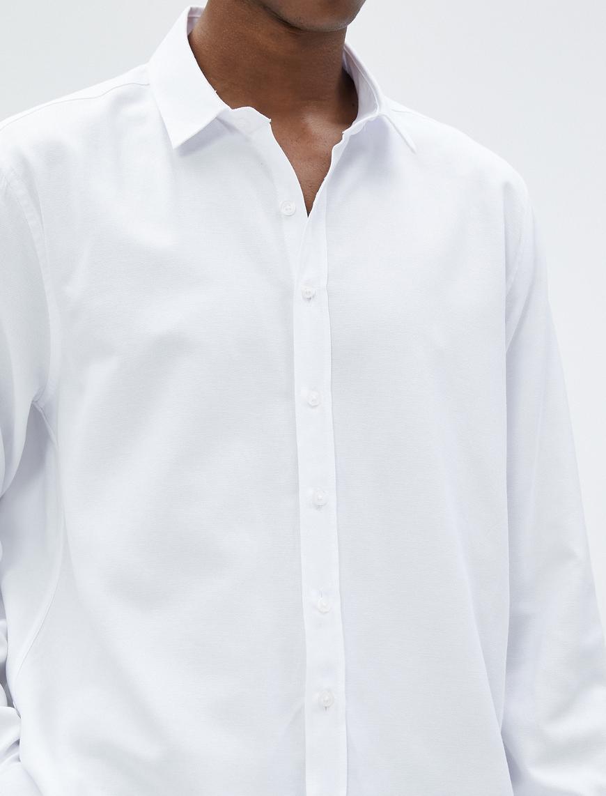   Basic Gömlek Klasik Manşet Yaka Uzun Kollu Düğmeli Non Iron