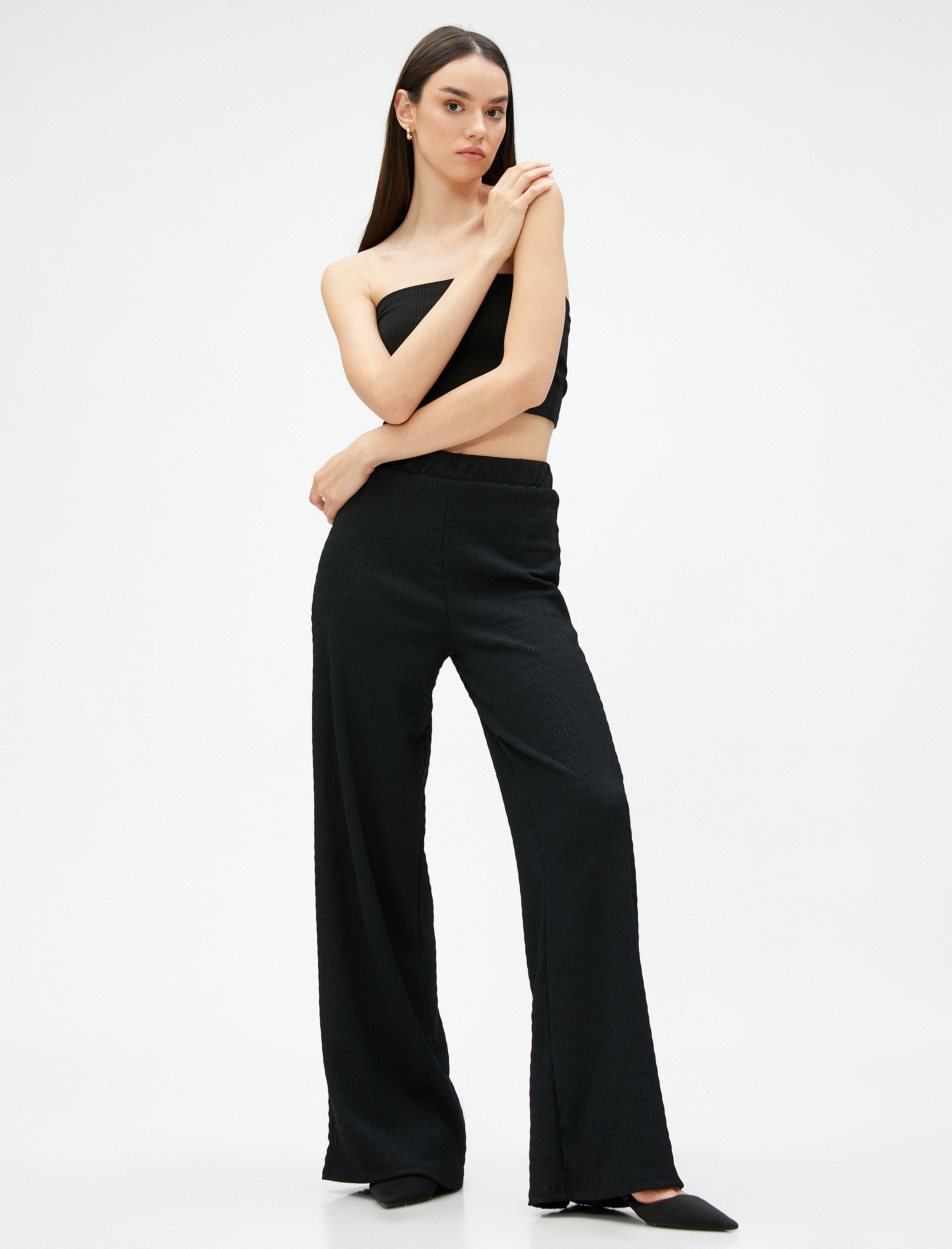   Palazzo Pantolon Beli Lastikli