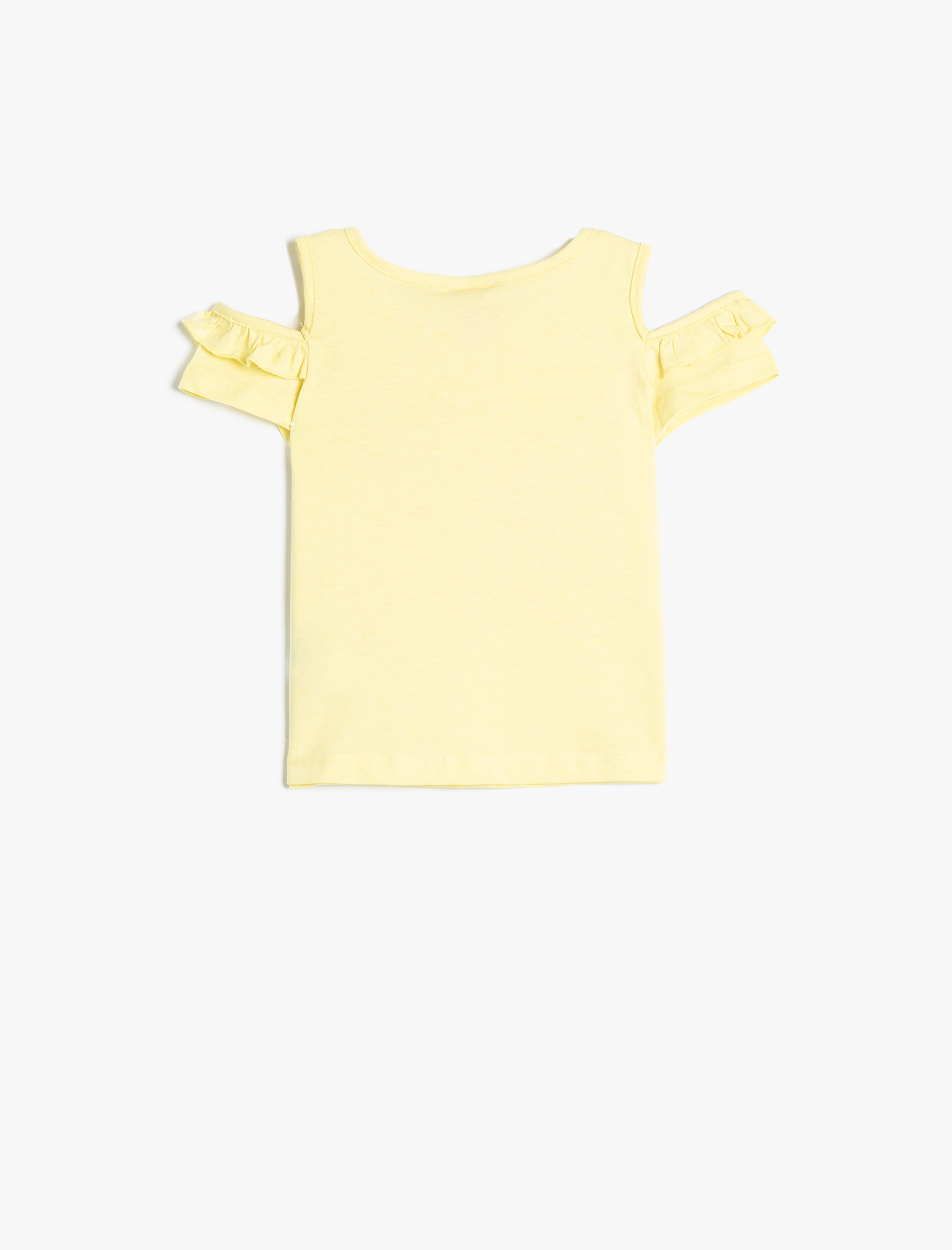  Kız Bebek Tişört Pencere Detaylı Baskılı Kısa Kollu Bisiklet Yaka