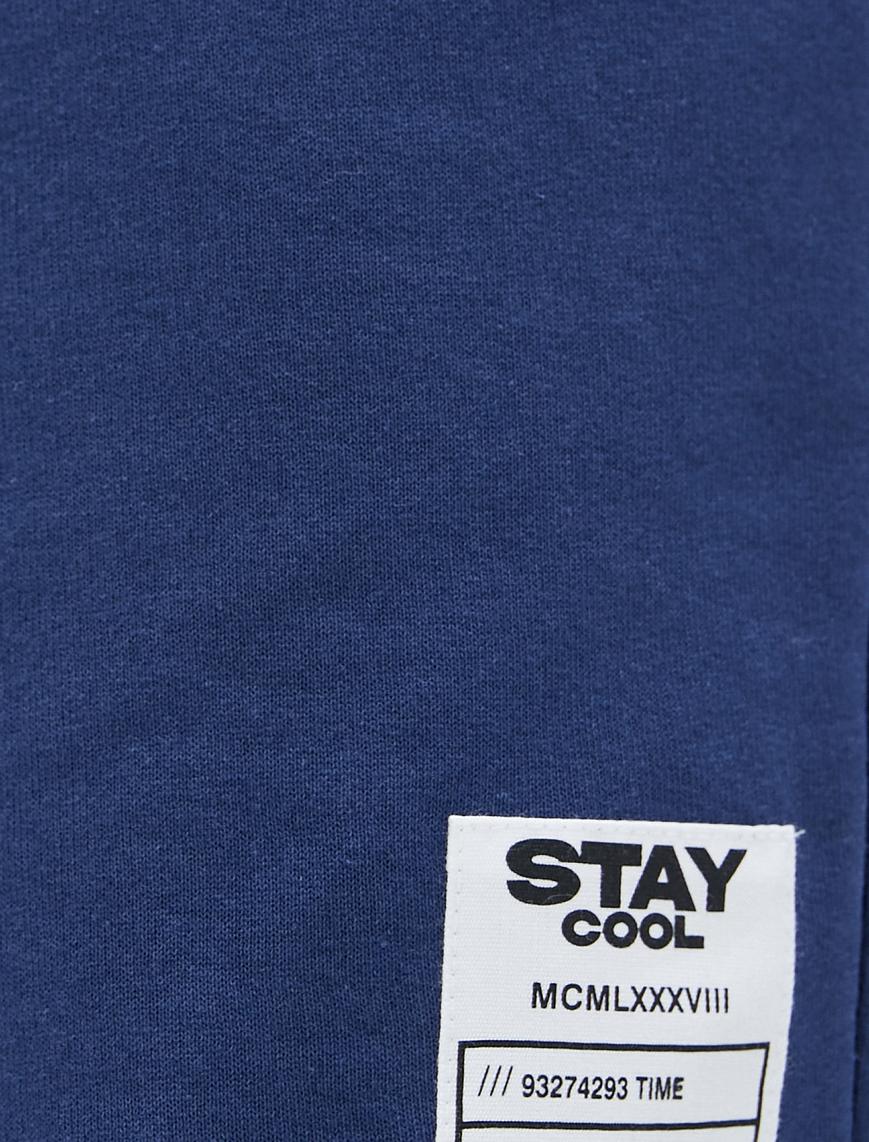   Basic Şort Beli Bağcıklı Slogan Etiket Baskılı Cepli