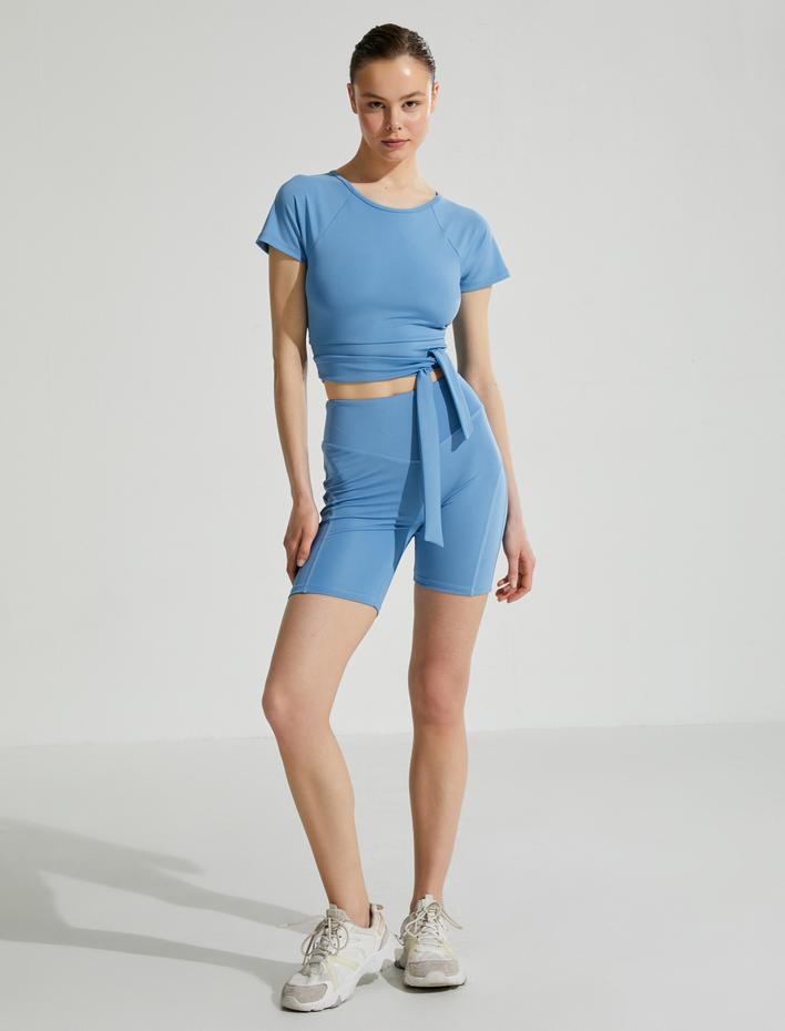  Biker Yoga Tayt Dikiş Detaylı Yüksek Bel