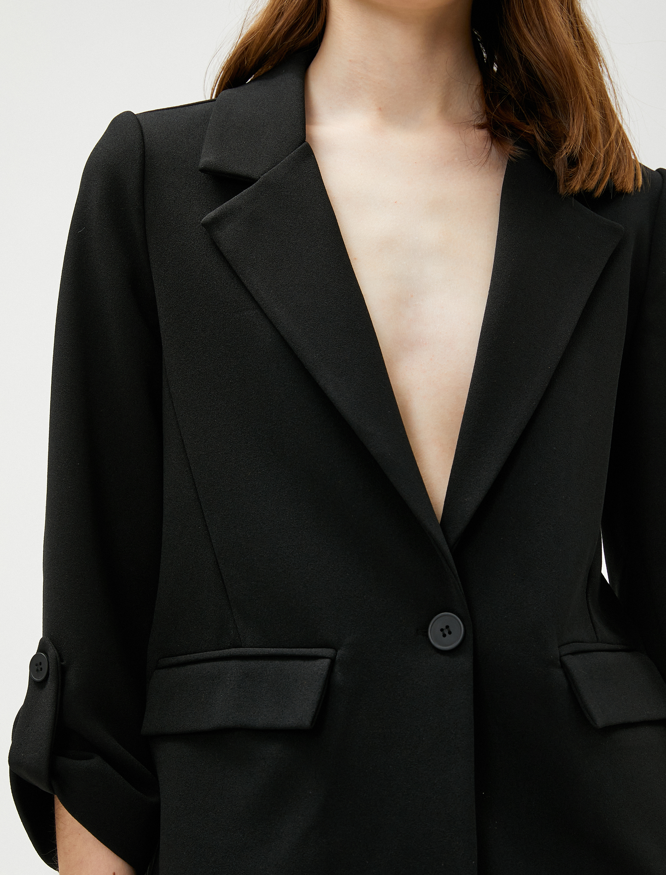   Blazer Ceket Kolları Katlama Detaylı