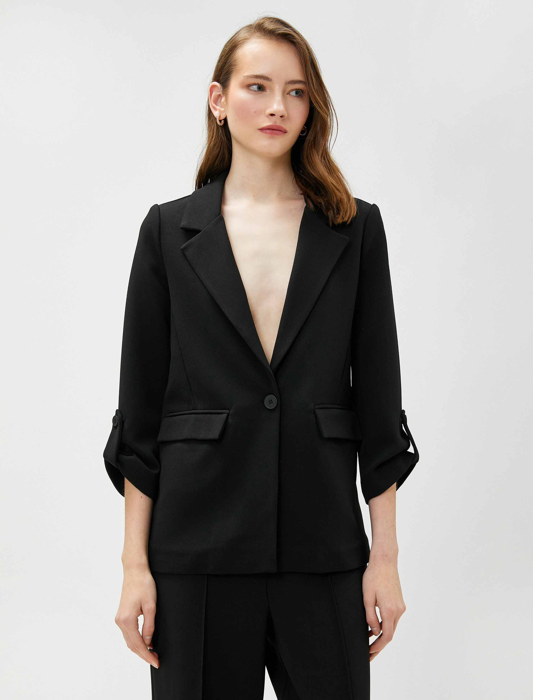   Blazer Ceket Kolları Katlama Detaylı