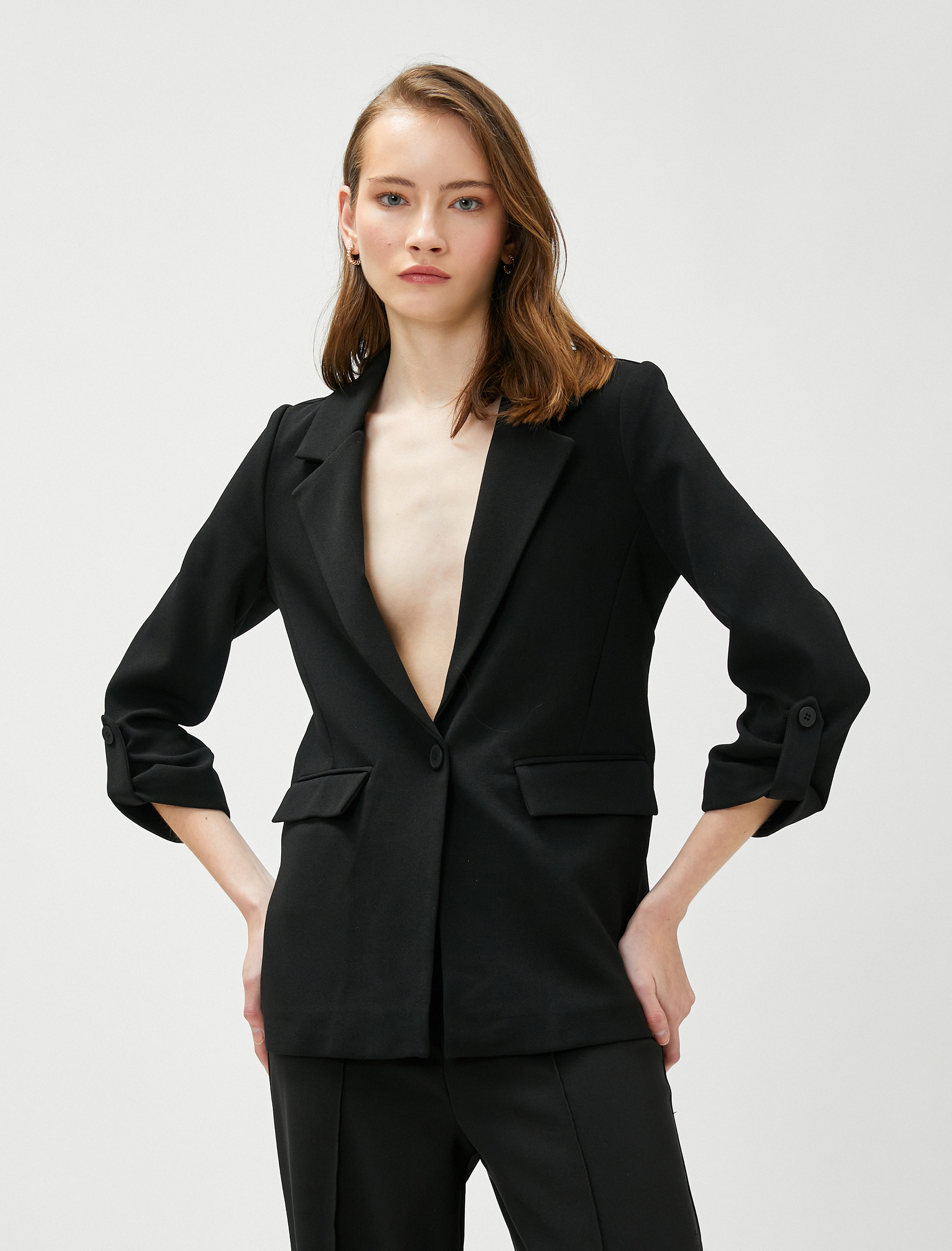   Blazer Ceket Kolları Katlama Detaylı