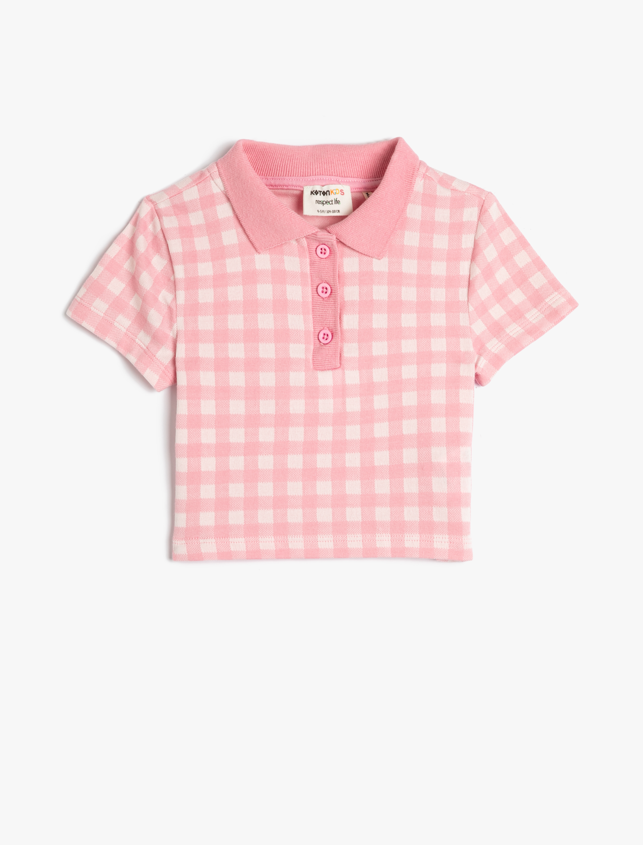 Kız Çocuk Polo Tişört Crop Kısa Kollu Düğme Detaylı Dar Kalıp