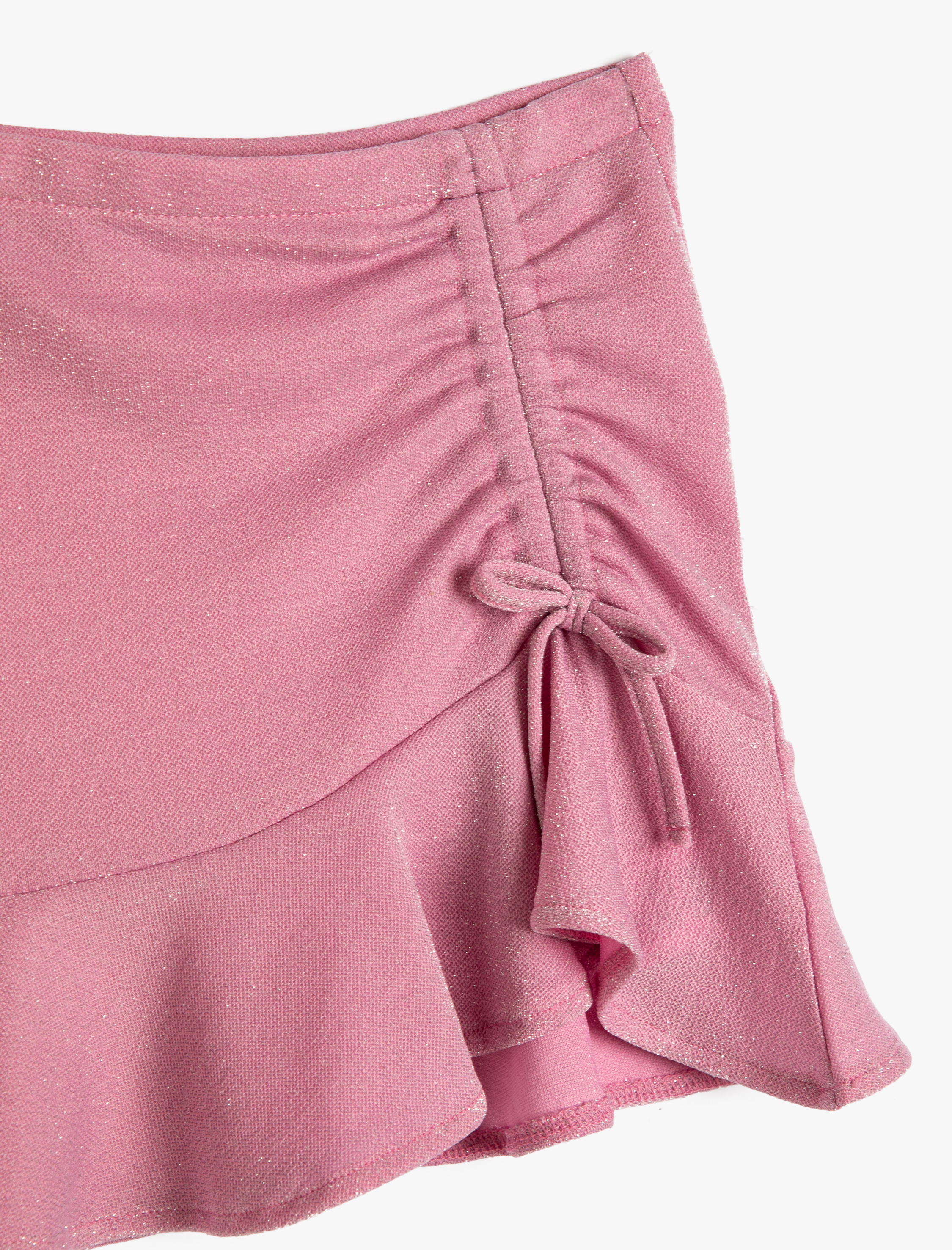  Kız Çocuk Mini Etek Büzgülü Fırfırlı Parıltılı