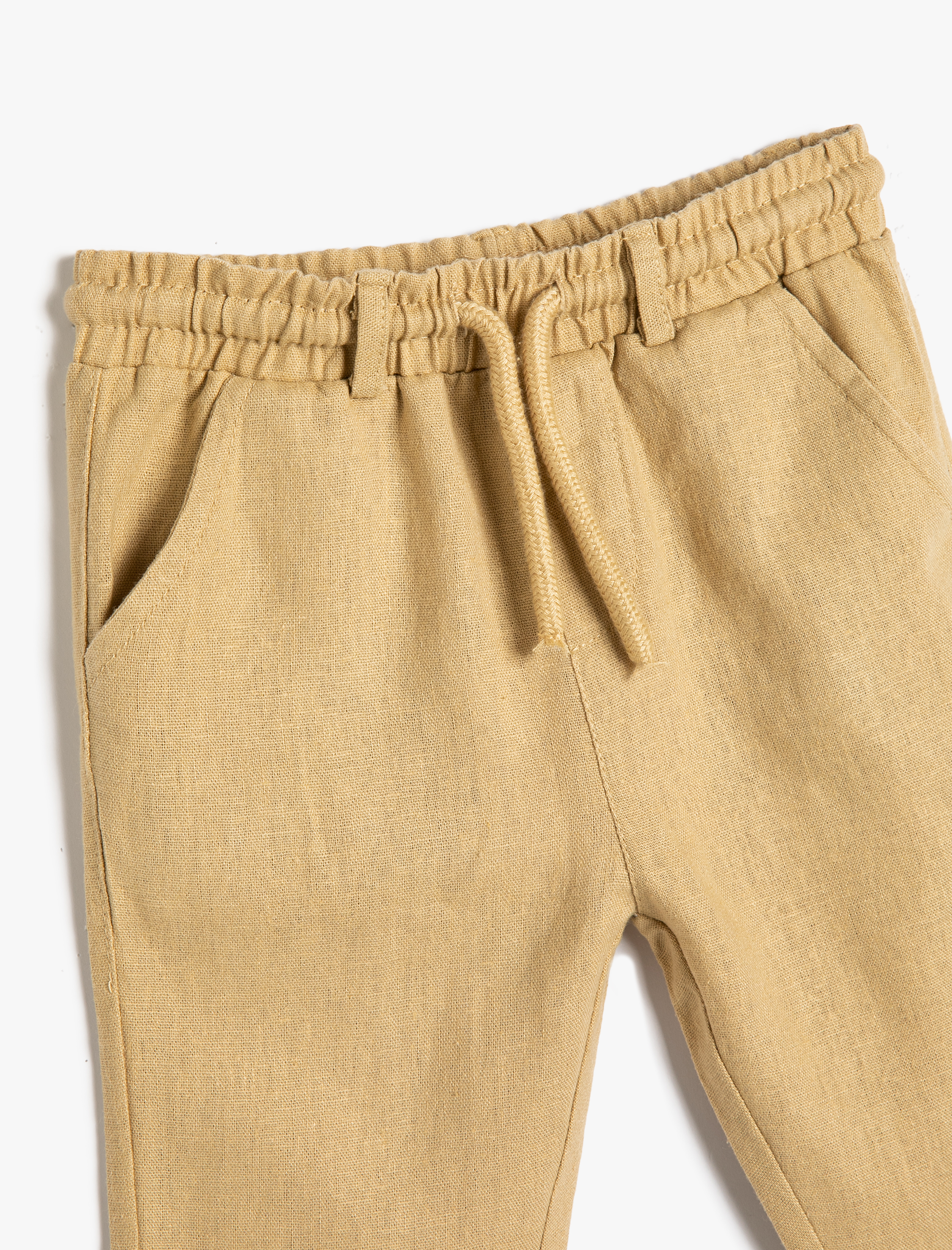  Erkek Bebek Keten Pantolon Beli Bağlamalı Cepli Rahat Kesim