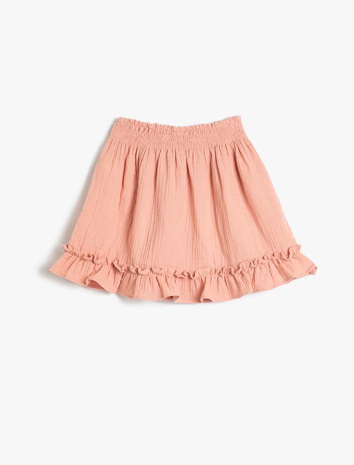 Kız Bebek Etek Fırfırlı Beli Lastikli Müslin Kumaş