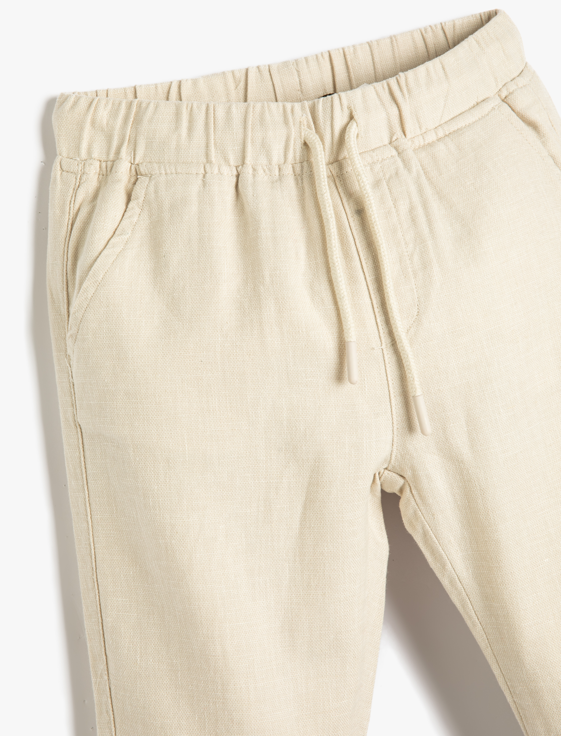  Erkek Çocuk Keten Pantolon Beli Bağlamalı Cepli Rahat Kesim