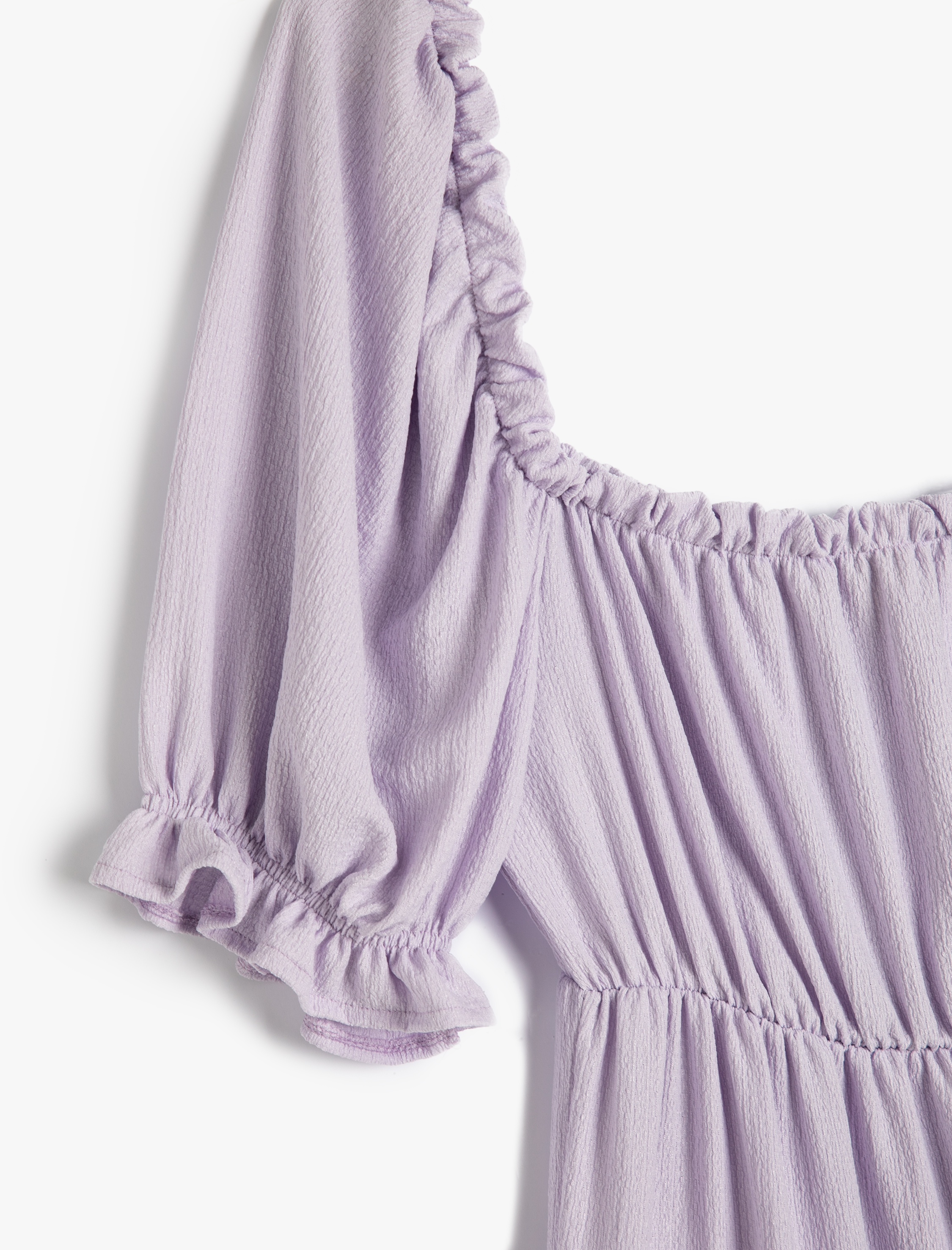   Katlı Midi Boy Elbise Balon Kol