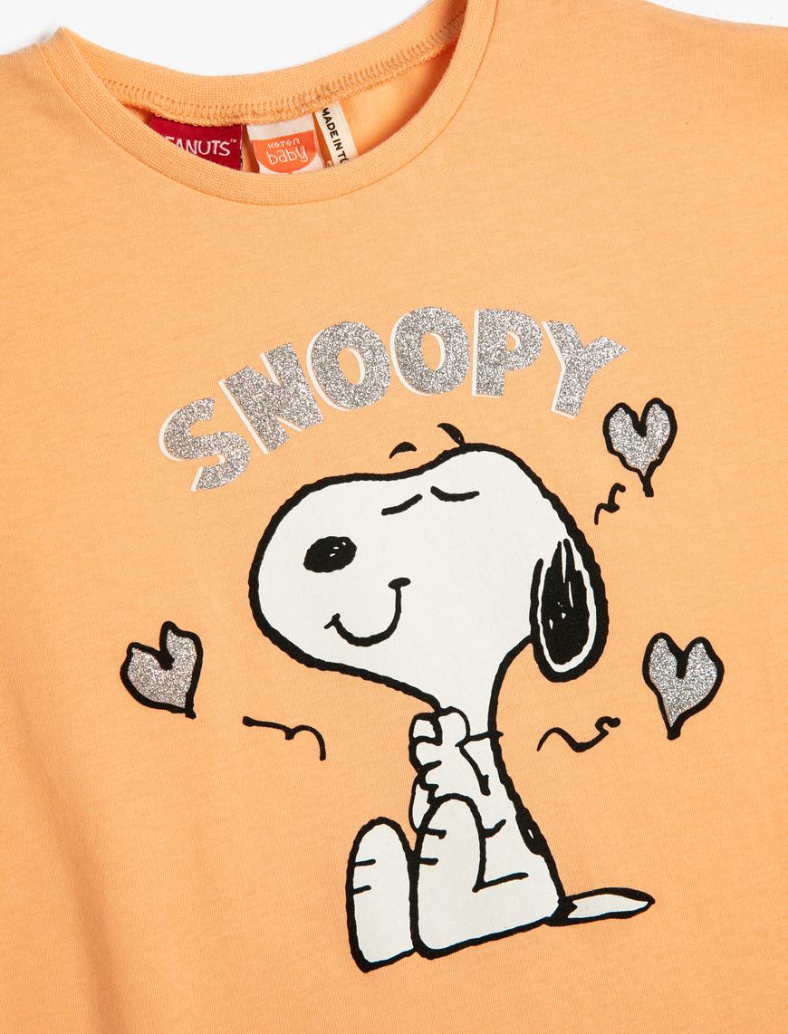  Kız Bebek Snoopy Tişört Lisanslı Kısa Kollu Bisiklet Yaka Pamuklu