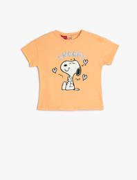 Snoopy Tişört Lisanslı Kısa Kollu Bisiklet Yaka Pamuklu